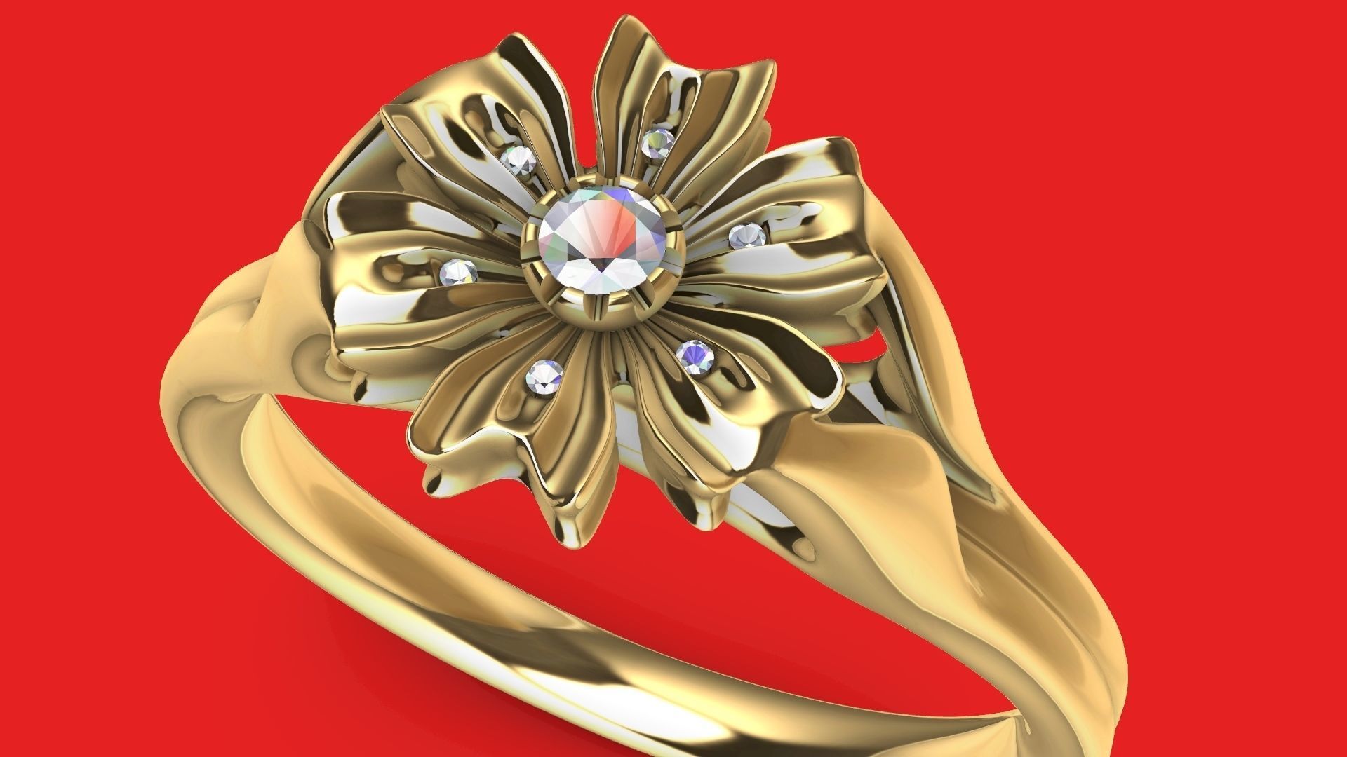 flower diamond ring stl verified 3D print model_2