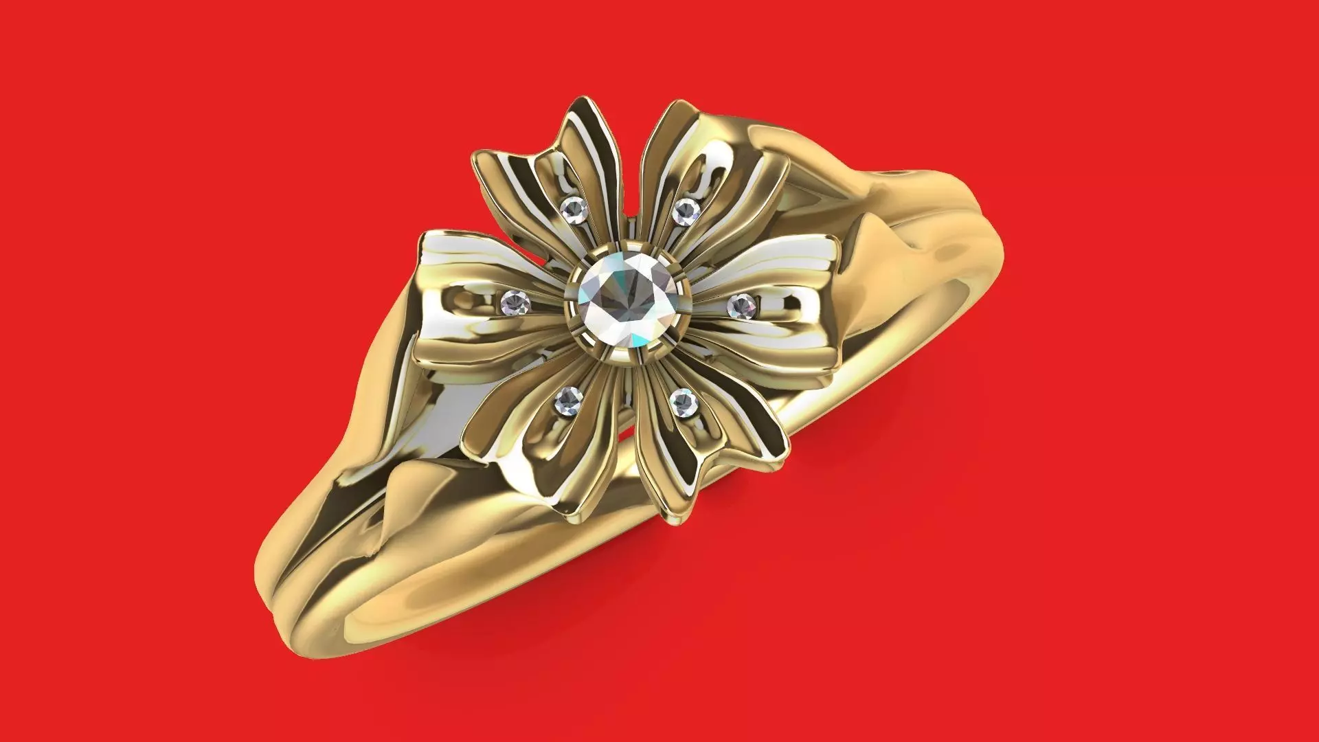 flower diamond ring stl verified 3D print model_0