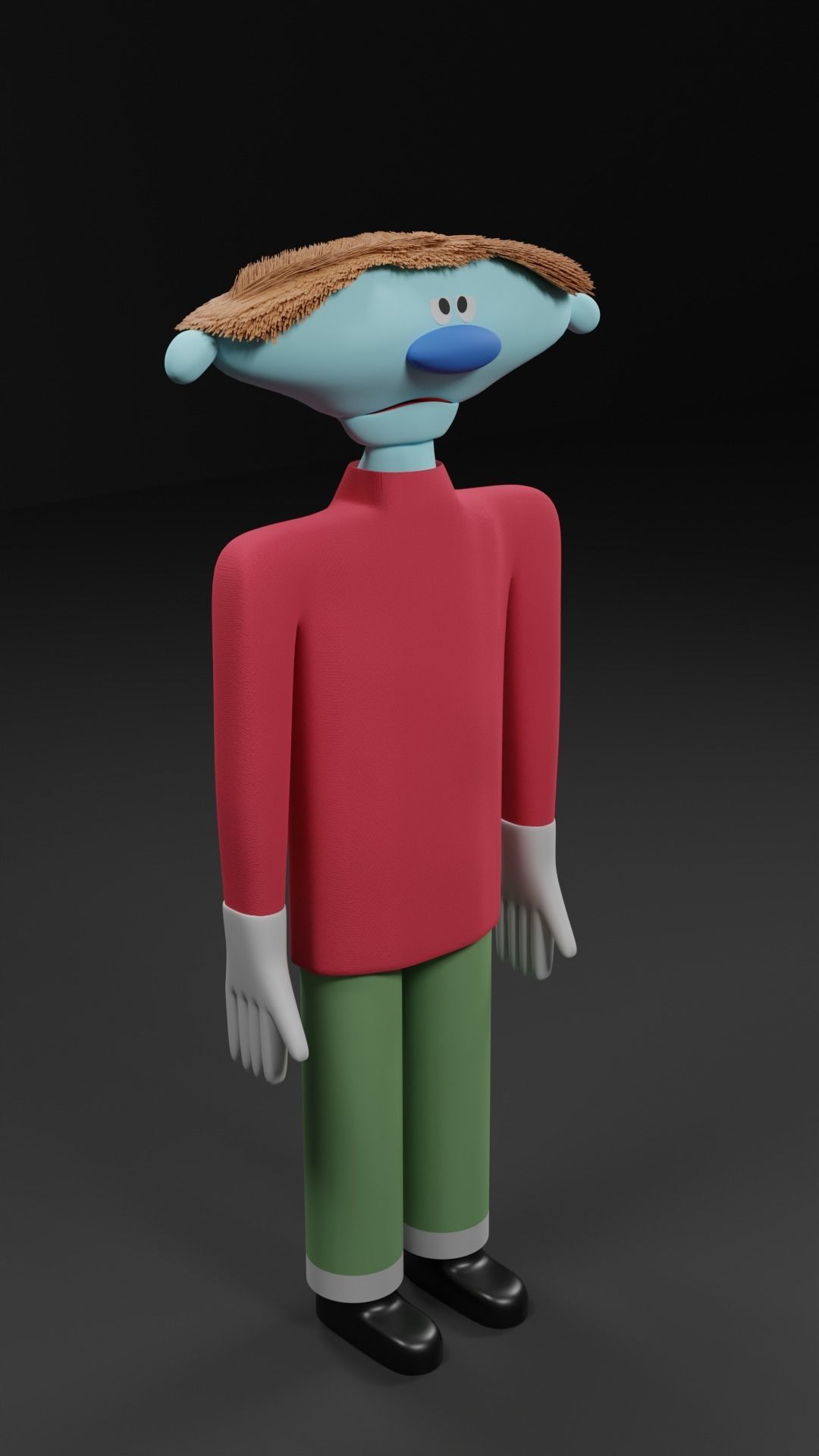 Elmor 3D Model cartoon character wearing shirt and pants 3D model_2