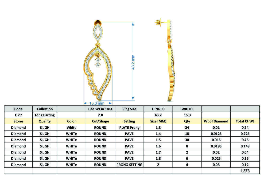 Women Earring 3DM STL OBJ FBX Render Details 3D print model_3