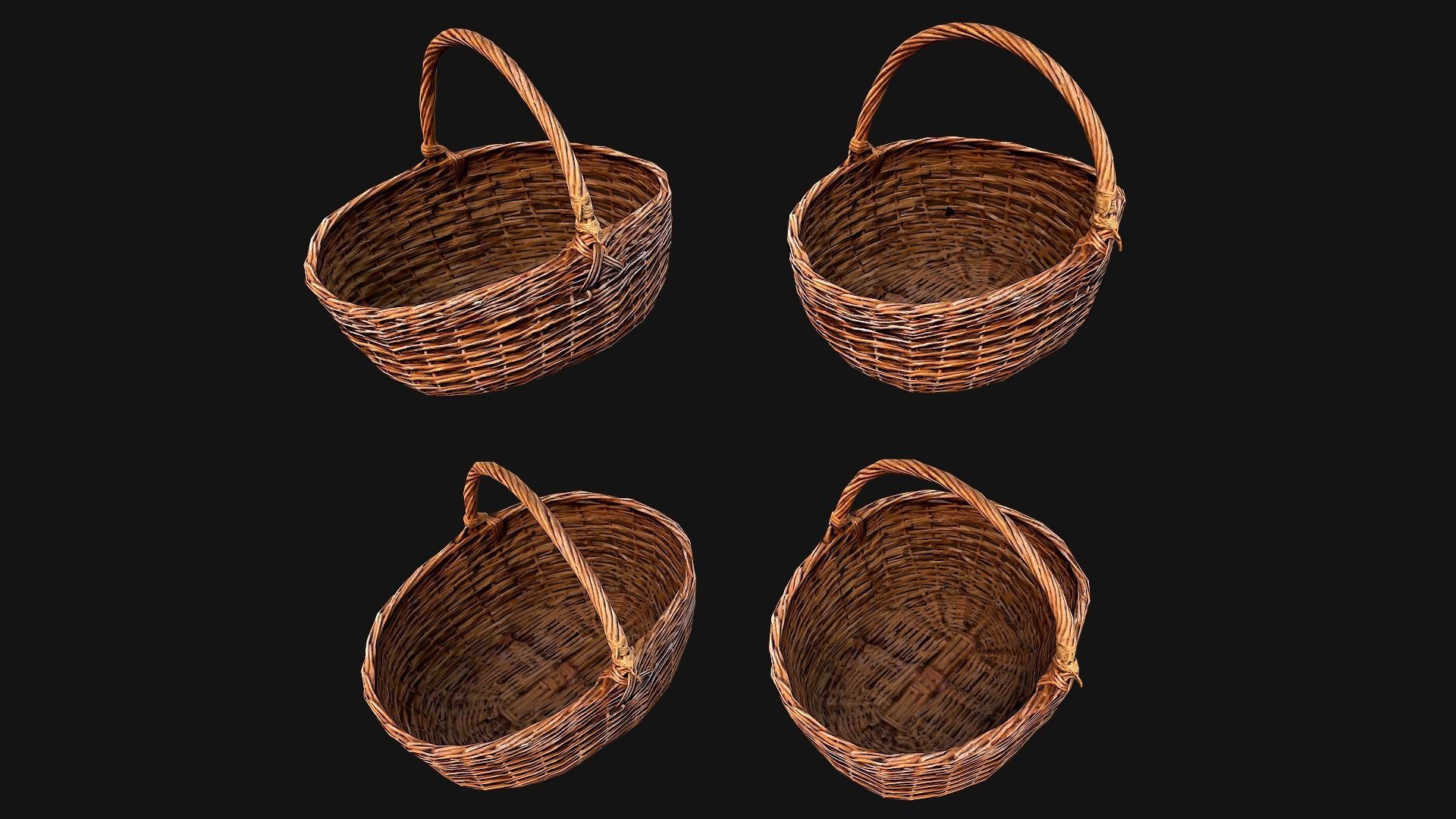 Wicker Basket Low-poly 3D model_3