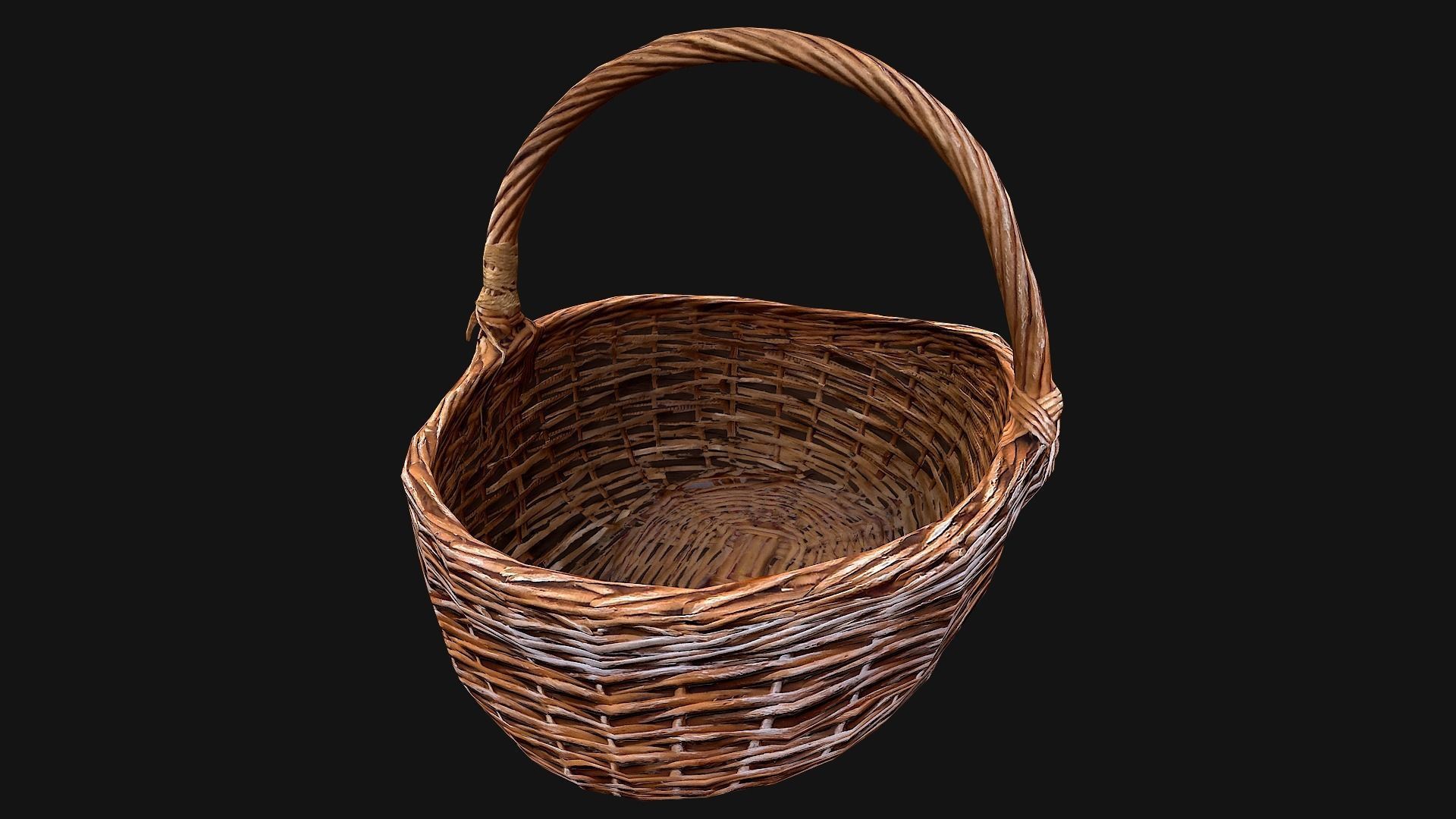 Wicker Basket Low-poly 3D model_6