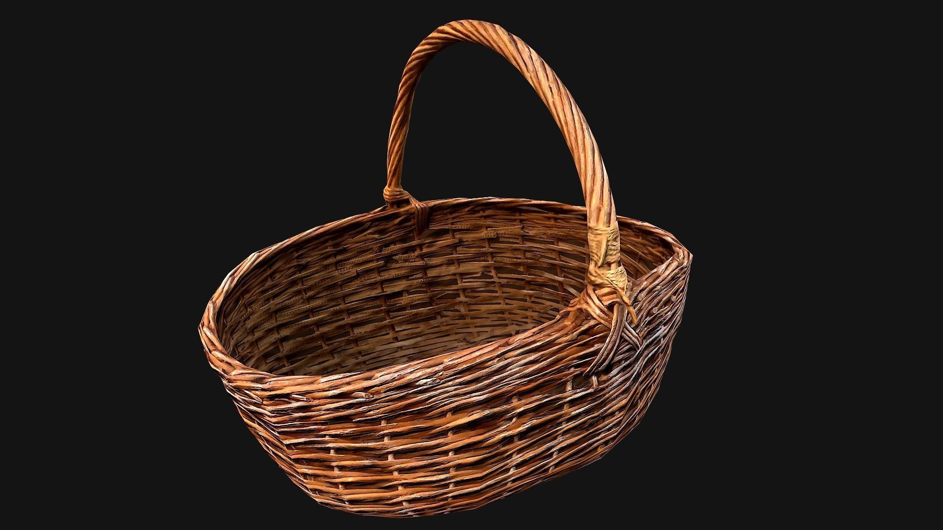 Wicker Basket Low-poly 3D model_15