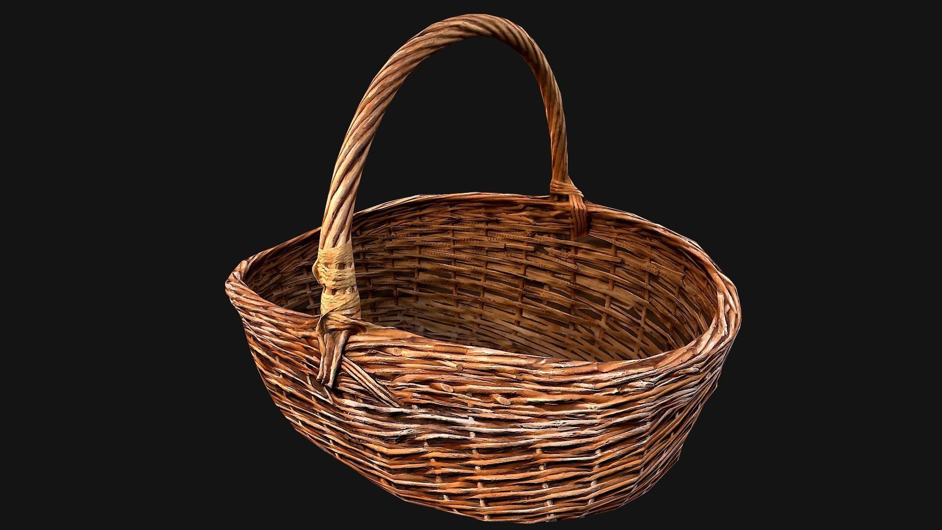 Wicker Basket Low-poly 3D model_19