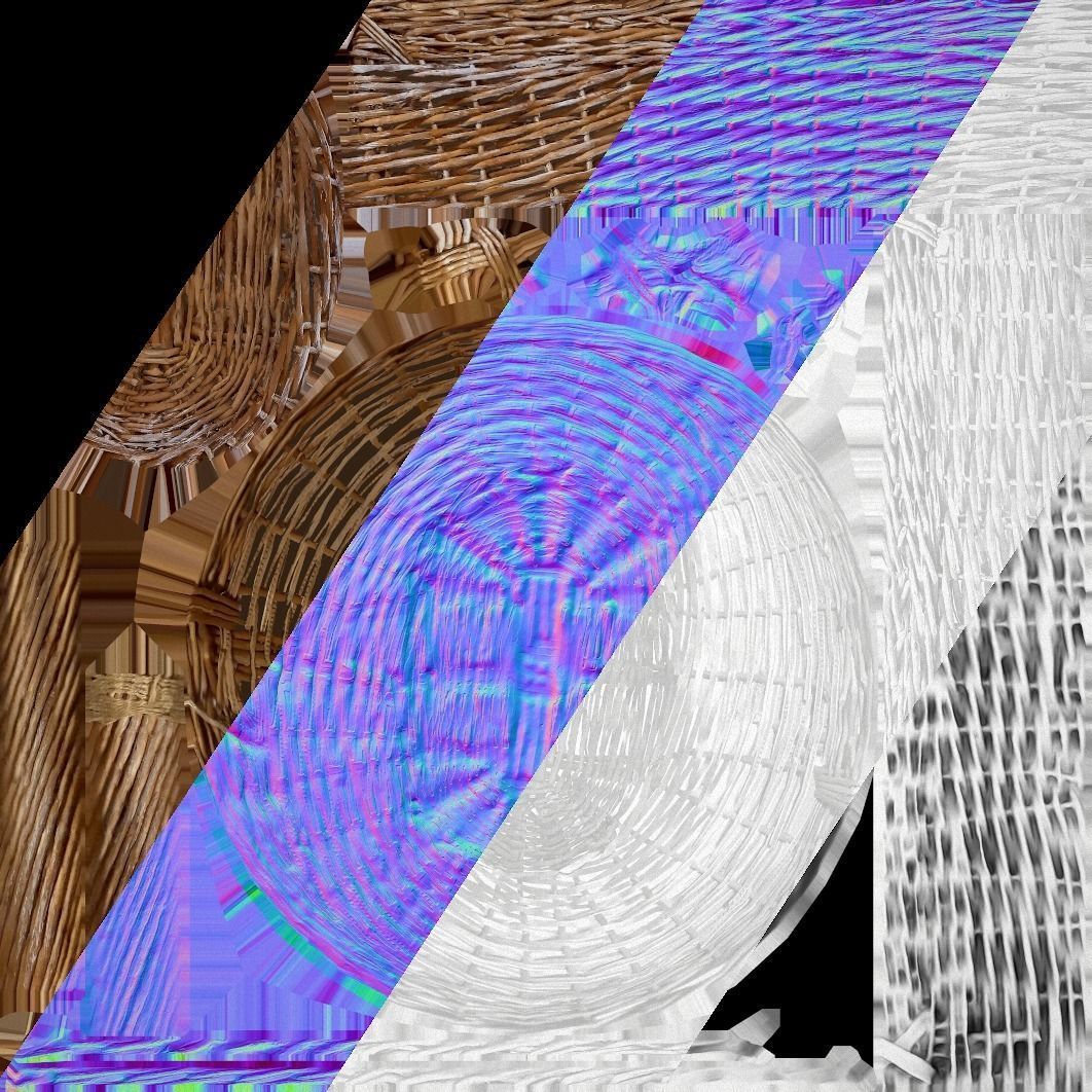 Wicker Basket Low-poly 3D model_10