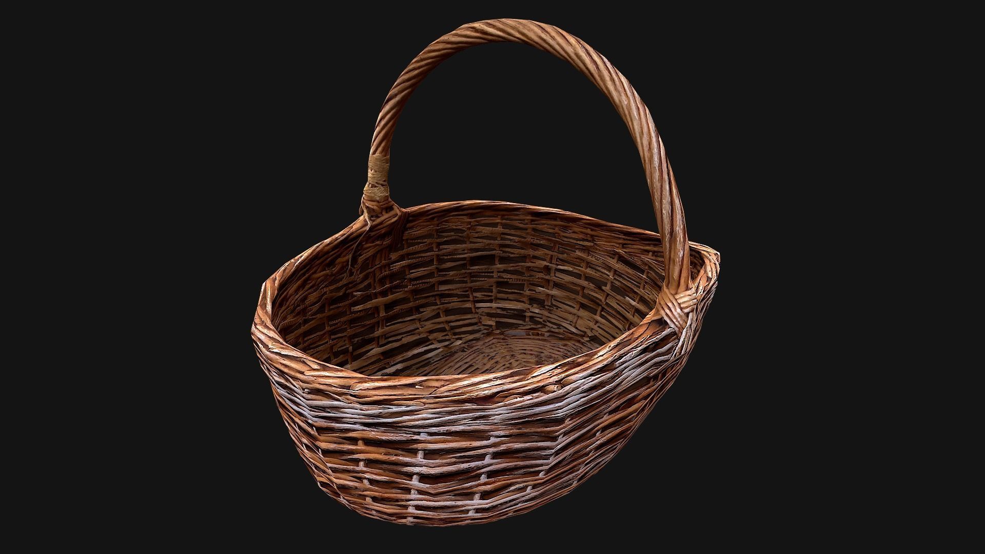 Wicker Basket Low-poly 3D model_7