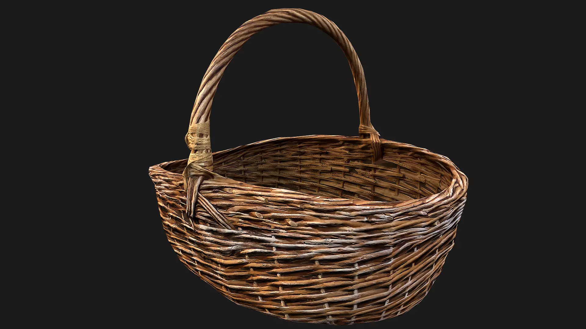 Wicker Basket Low-poly 3D model_0