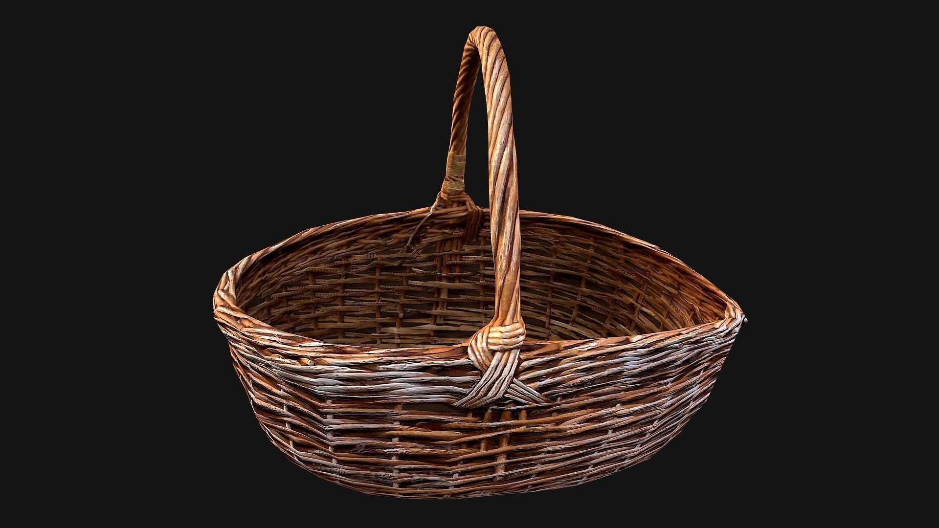 Wicker Basket Low-poly 3D model_9