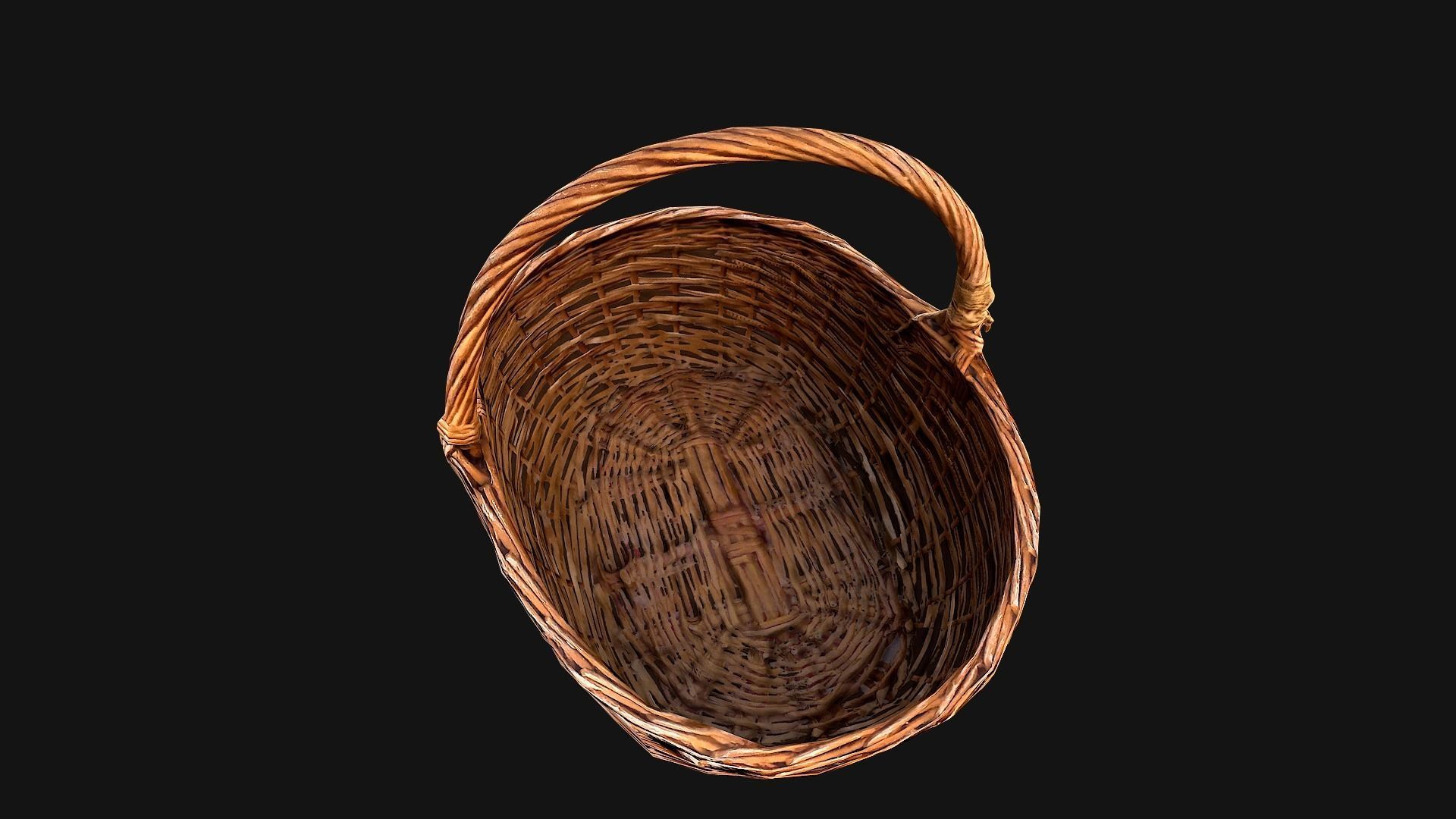 Wicker Basket Low-poly 3D model_13