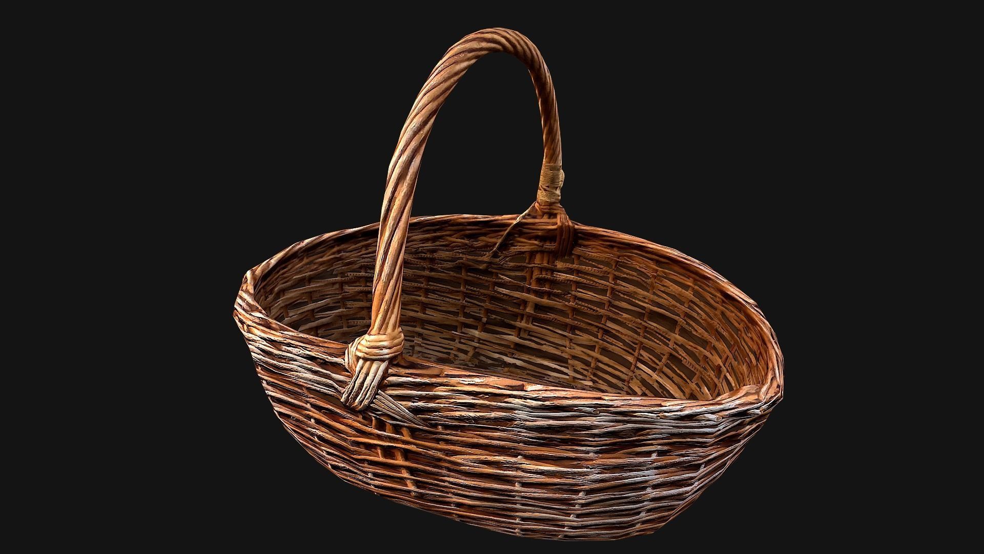 Wicker Basket Low-poly 3D model_11