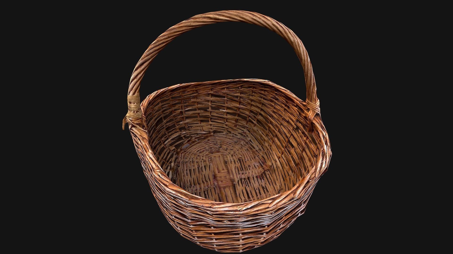 Wicker Basket Low-poly 3D model_5