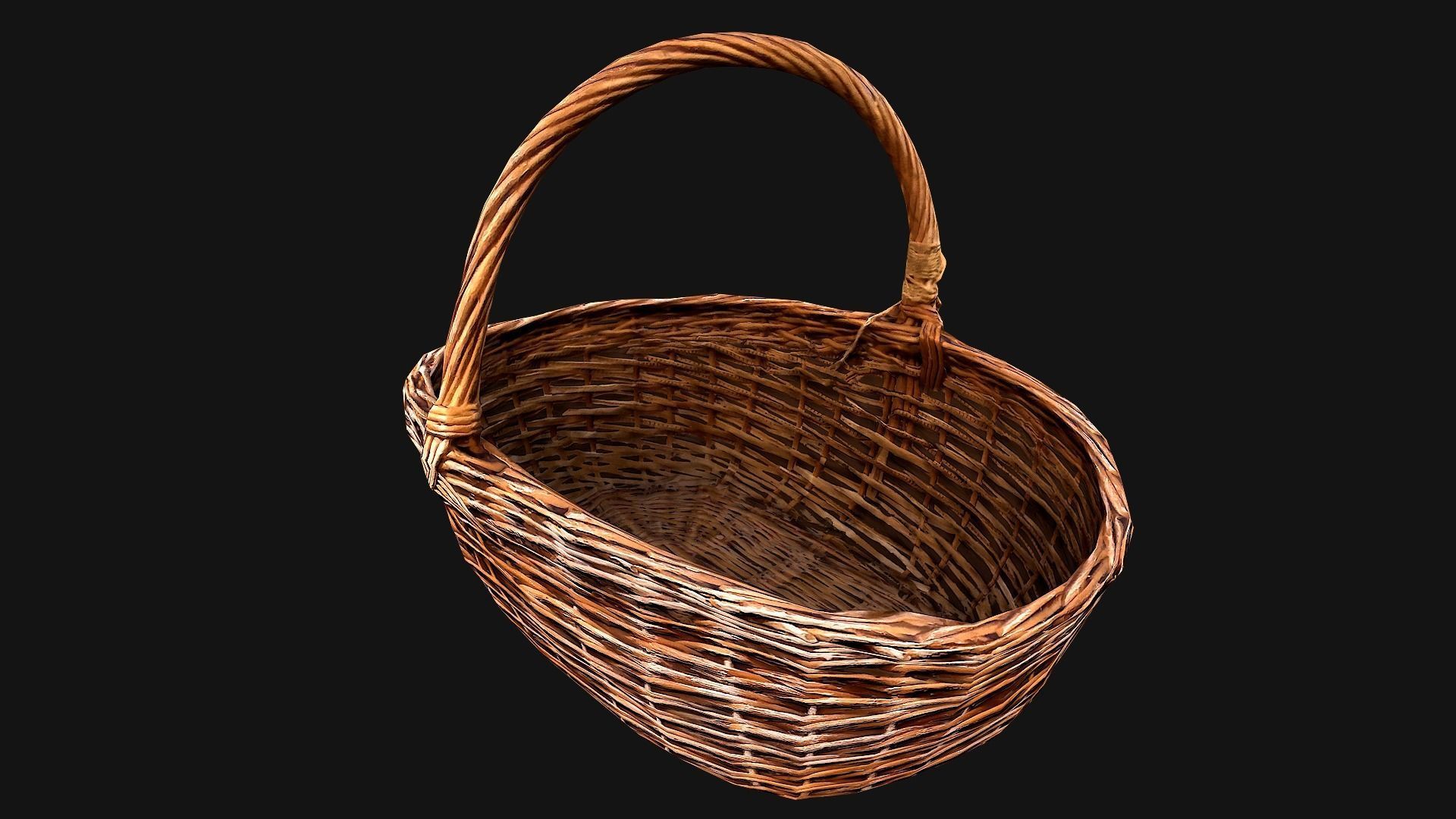 Wicker Basket Low-poly 3D model_12