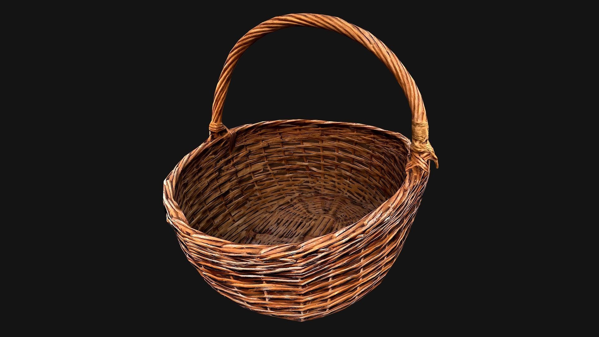Wicker Basket Low-poly 3D model_14