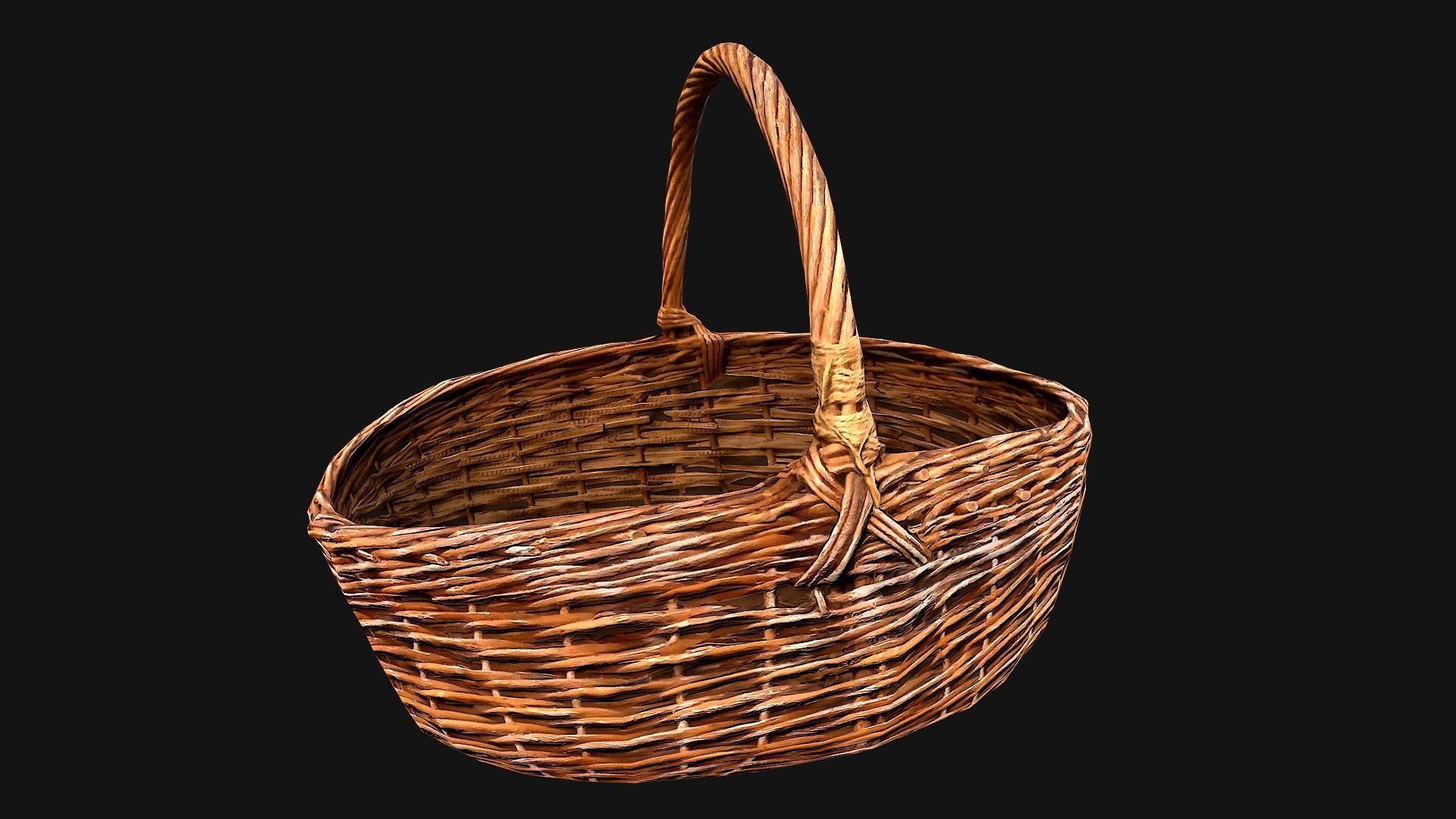 Wicker Basket Low-poly 3D model_16