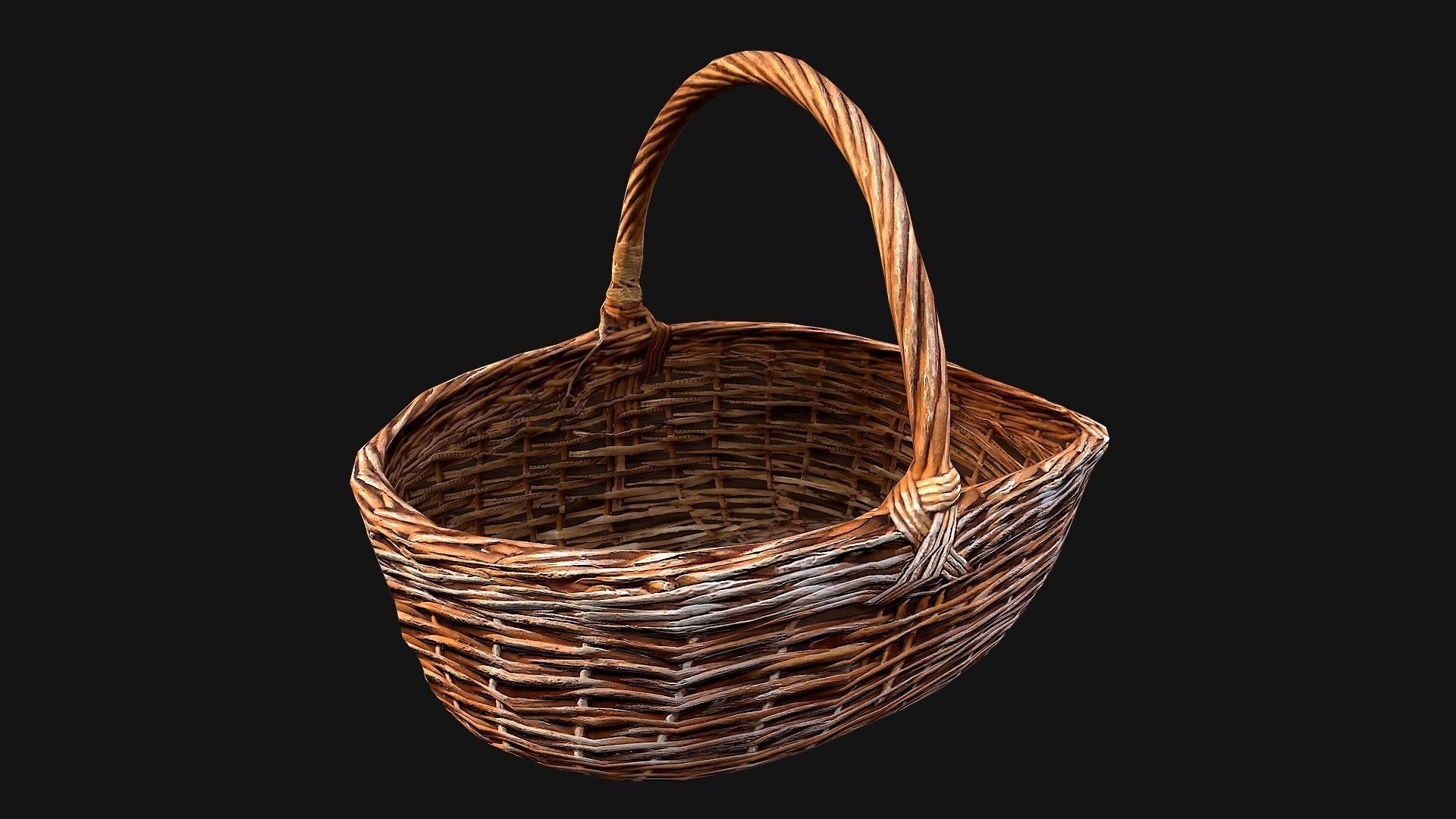 Wicker Basket Low-poly 3D model_8