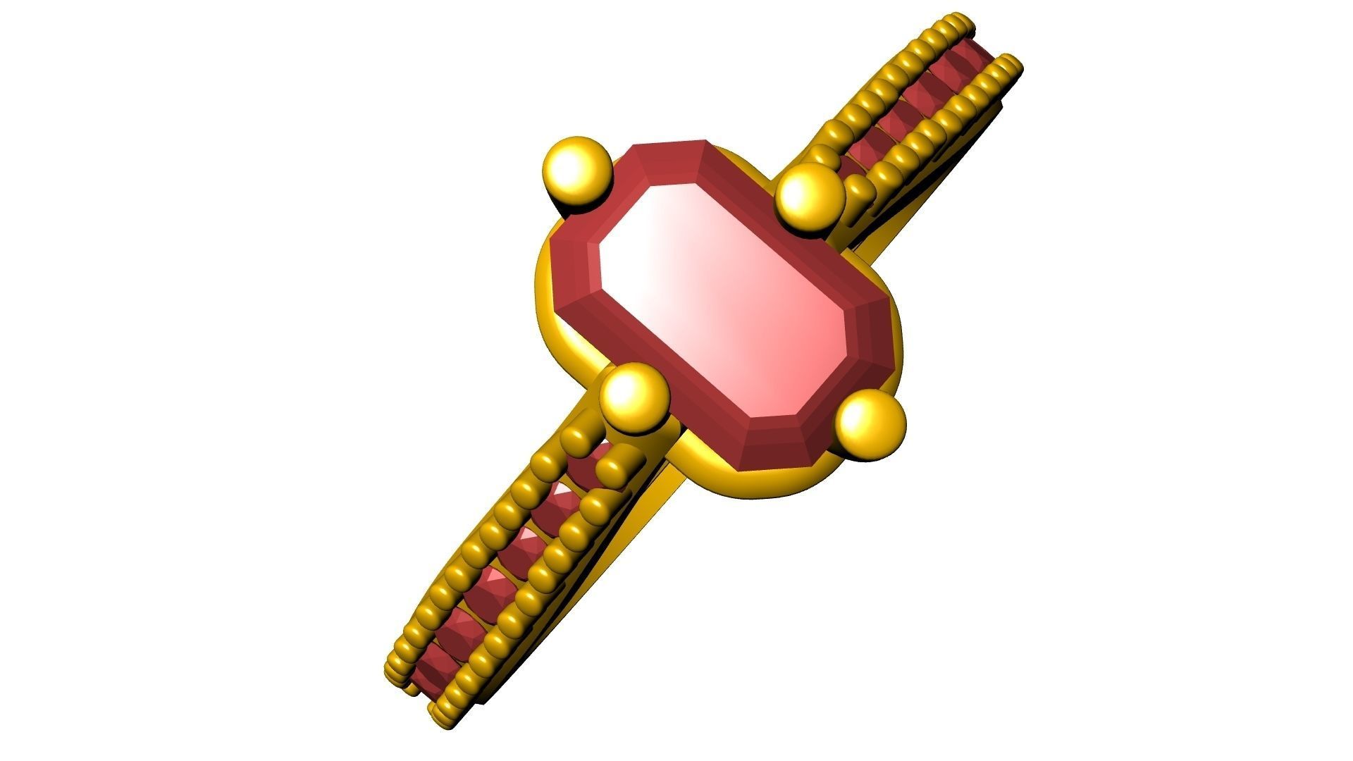 emerald cut diamond ring stl verified 3D print model_31