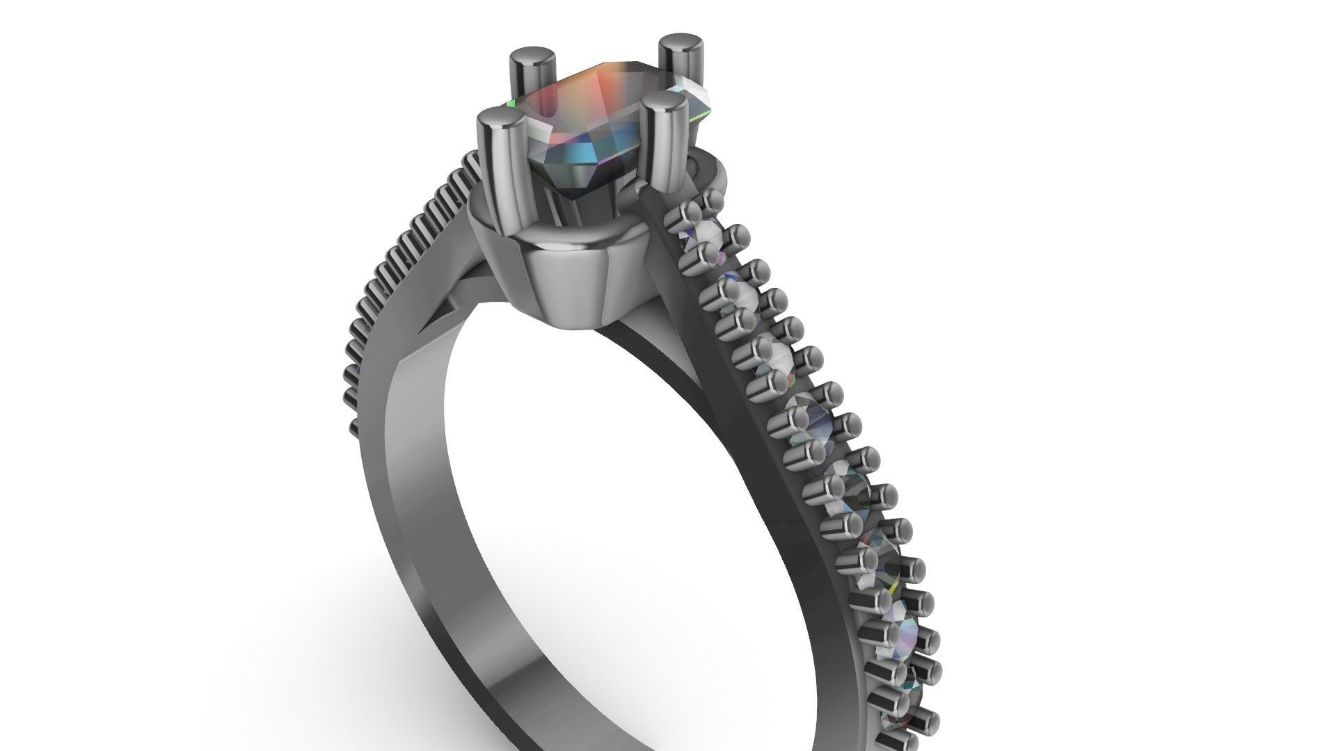 emerald cut diamond ring stl verified 3D print model_13