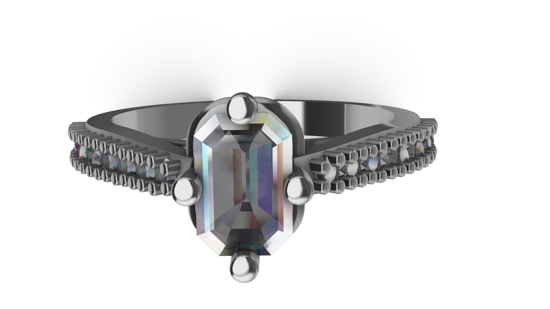 emerald cut diamond ring stl verified 3D print model_10