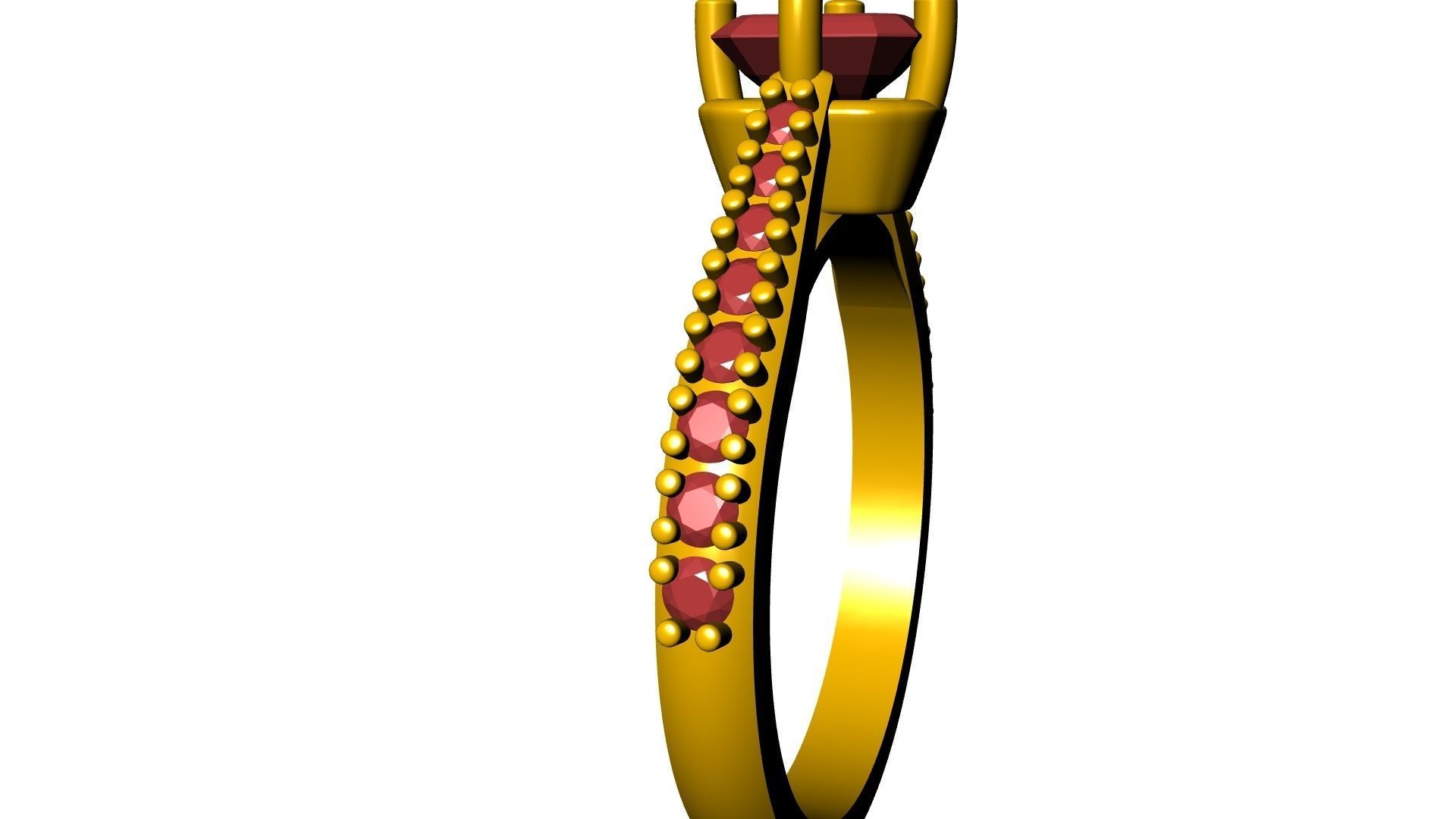 emerald cut diamond ring stl verified 3D print model_30