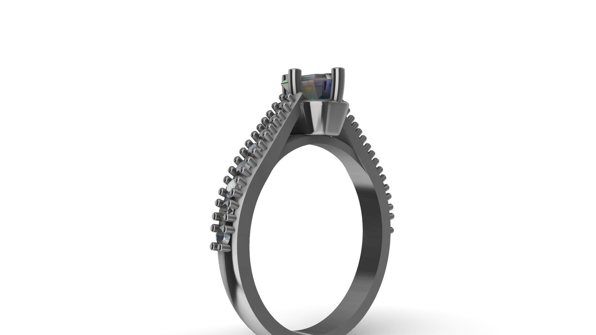 emerald cut diamond ring stl verified 3D print model_16