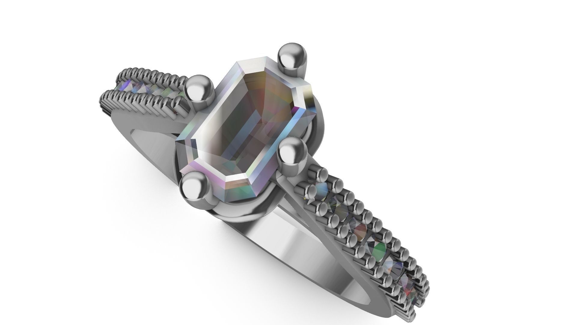 emerald cut diamond ring stl verified 3D print model_2