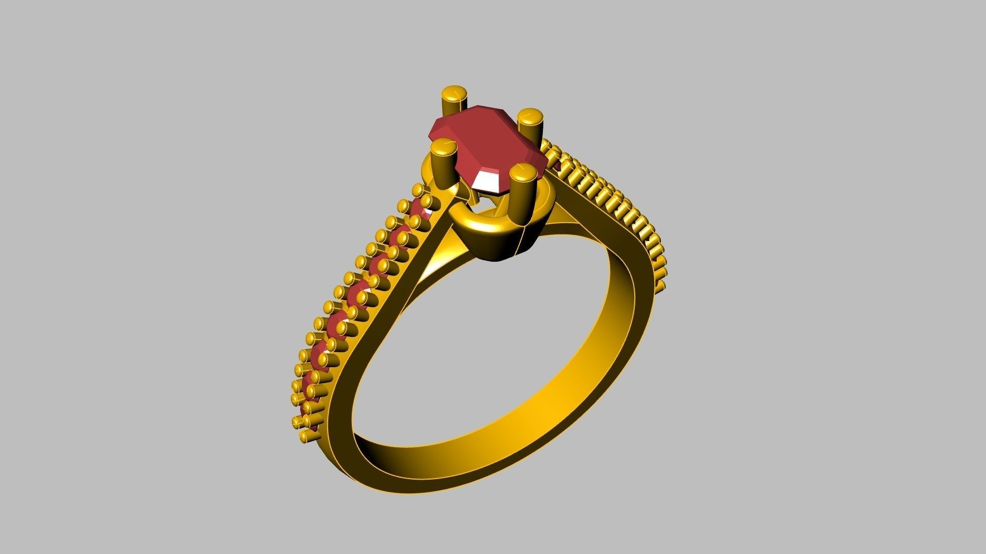 emerald cut diamond ring stl verified 3D print model_32