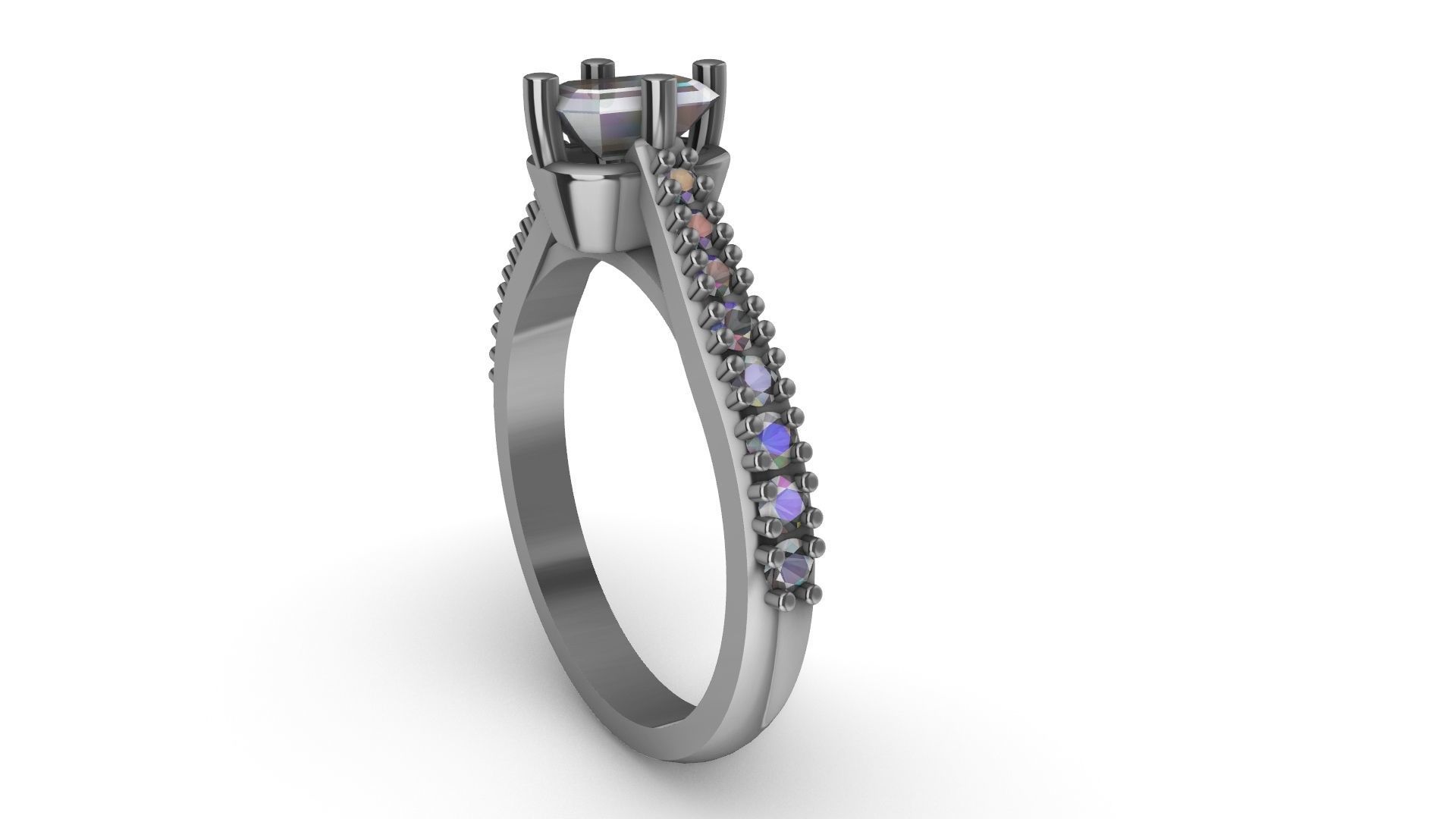 emerald cut diamond ring stl verified 3D print model_18