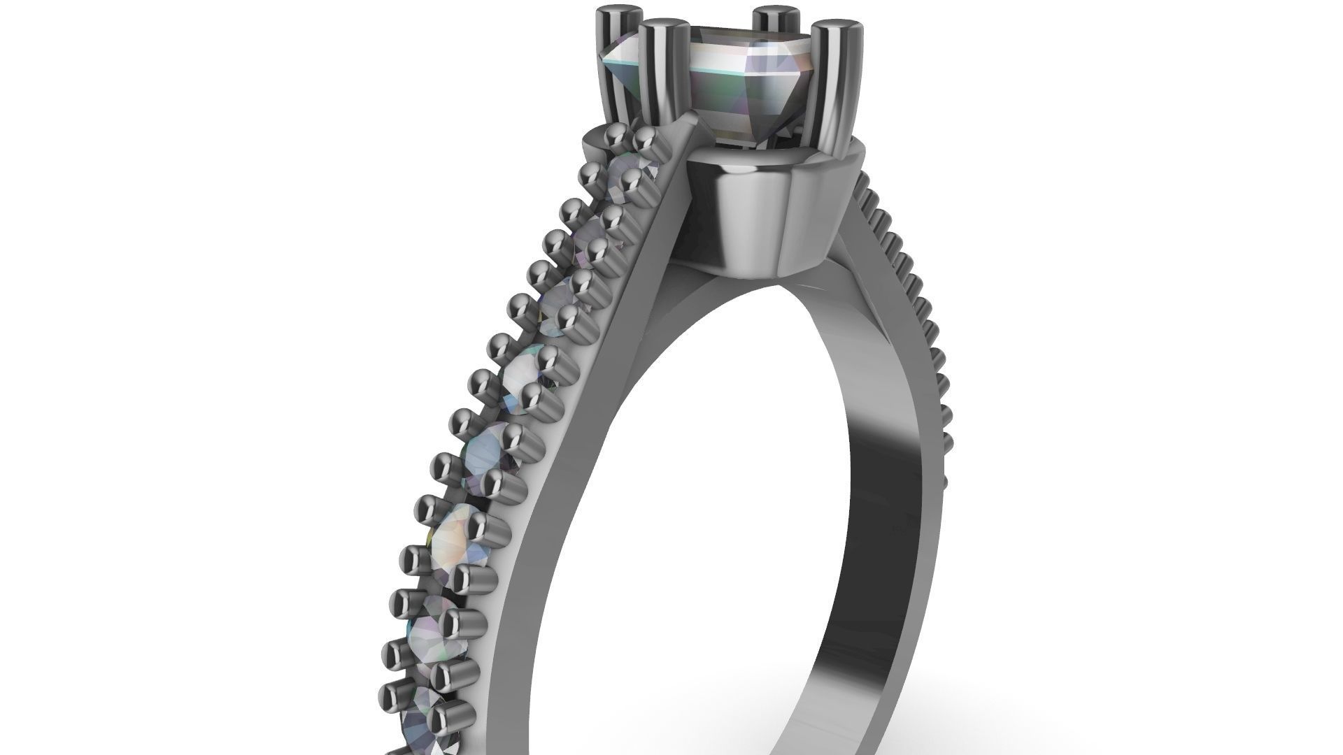 emerald cut diamond ring stl verified 3D print model_5