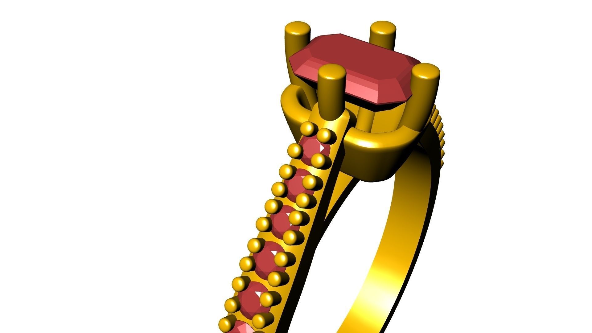 emerald cut diamond ring stl verified 3D print model_27