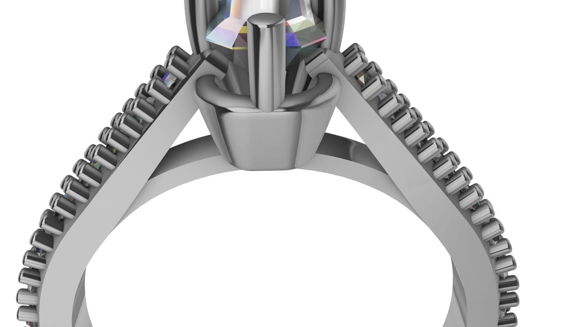 emerald cut diamond ring stl verified 3D print model_12