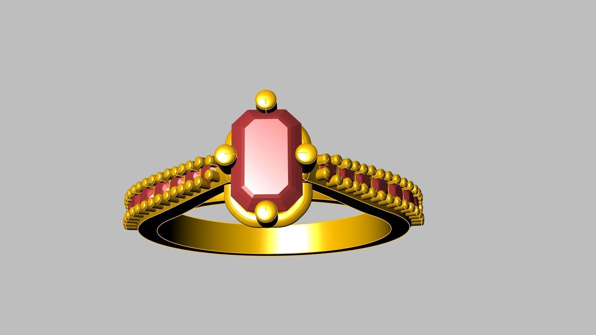 emerald cut diamond ring stl verified 3D print model_33