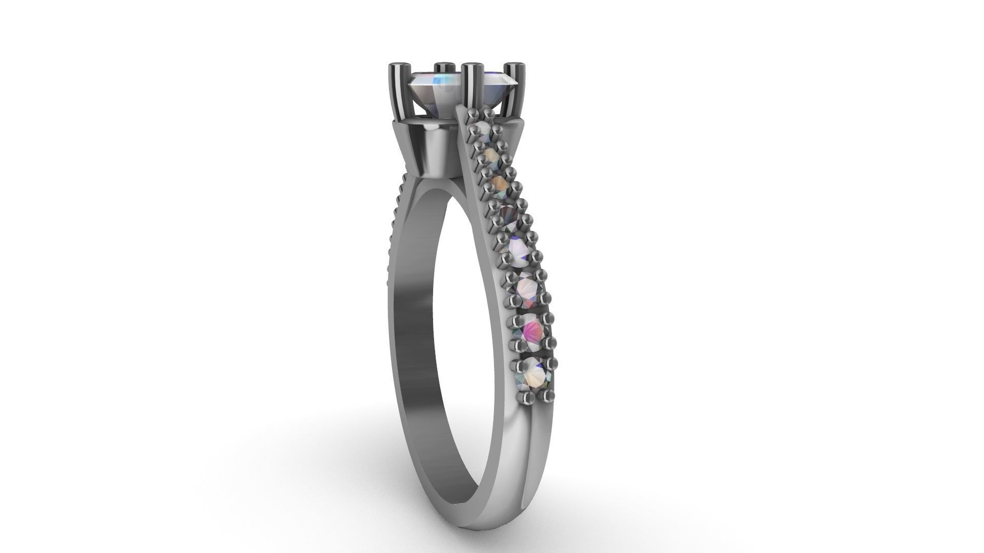 emerald cut diamond ring stl verified 3D print model_4