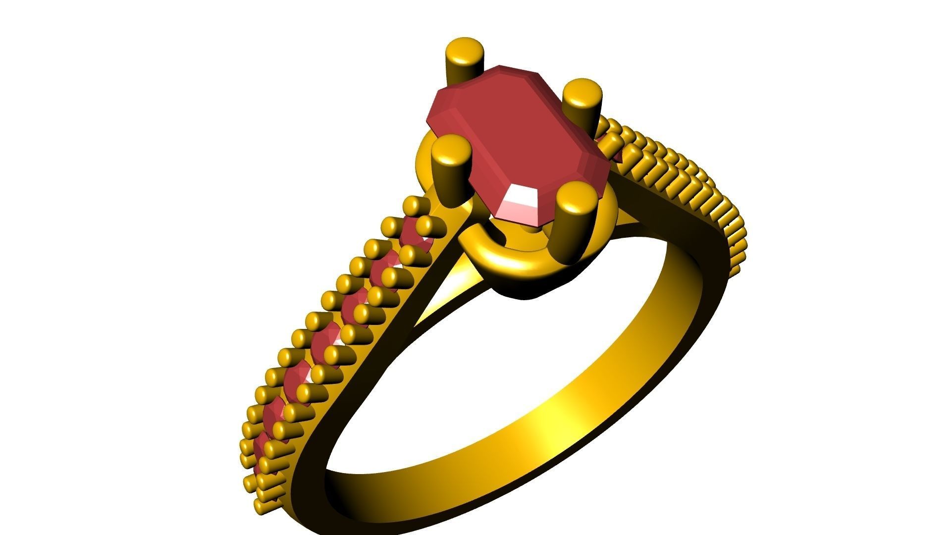 emerald cut diamond ring stl verified 3D print model_23