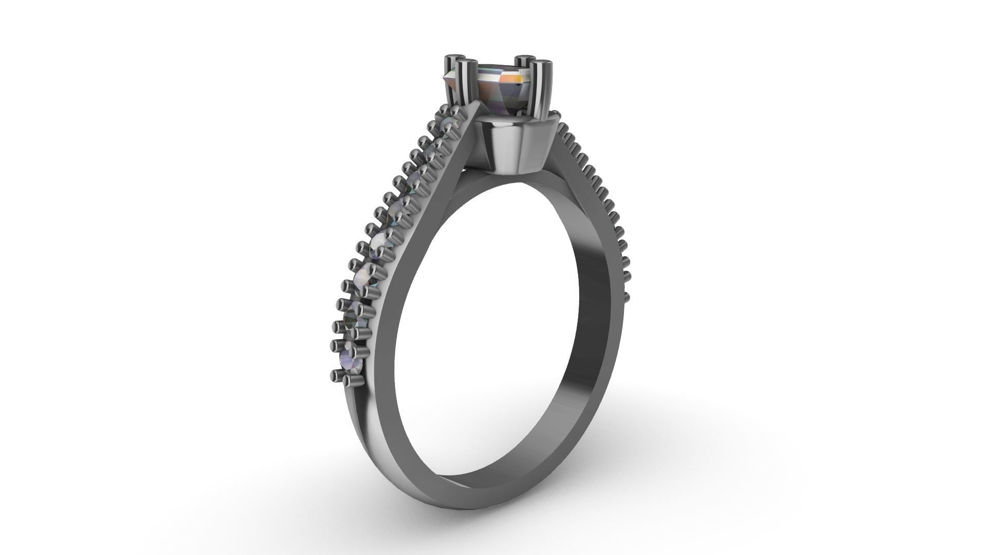 emerald cut diamond ring stl verified 3D print model_19