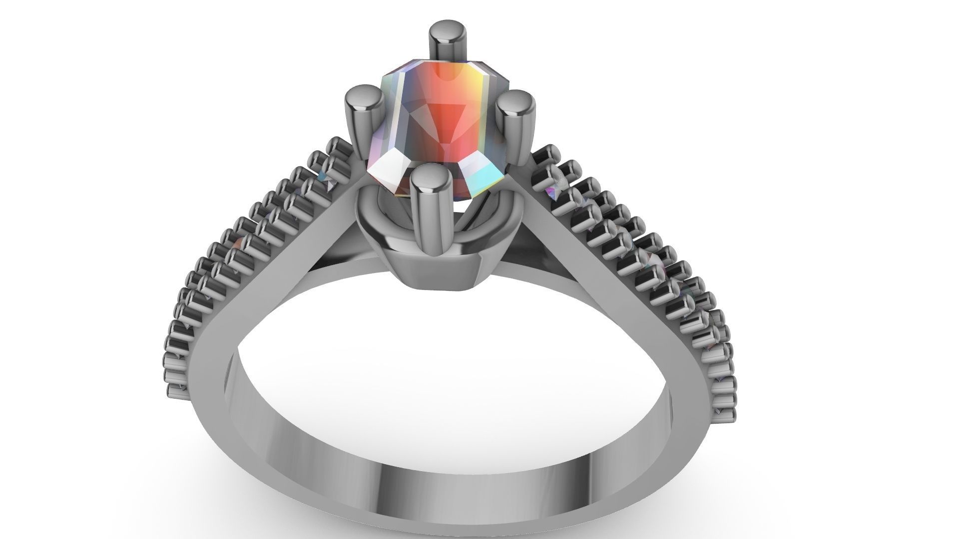 emerald cut diamond ring stl verified 3D print model_21