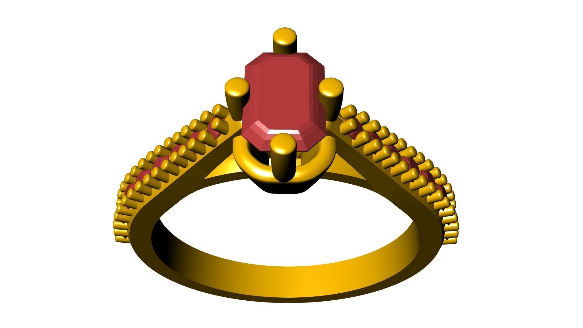emerald cut diamond ring stl verified 3D print model_22