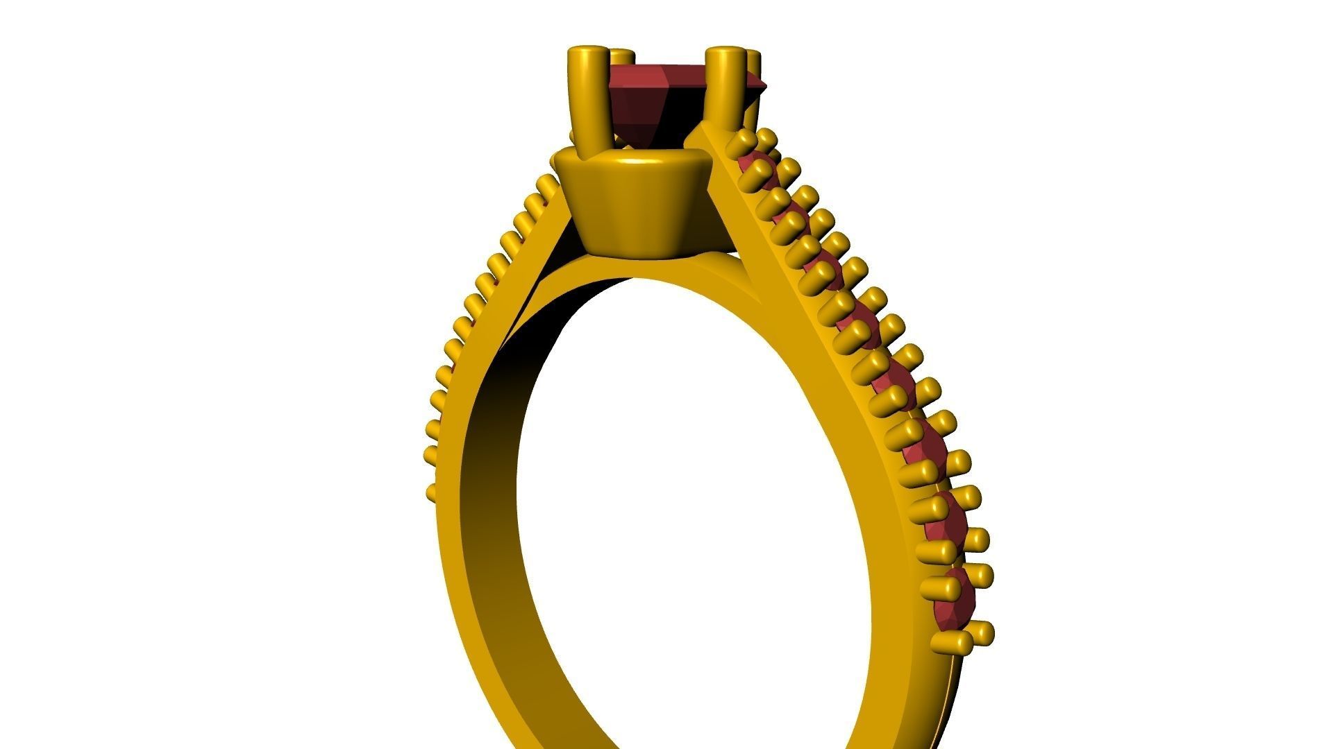 emerald cut diamond ring stl verified 3D print model_25