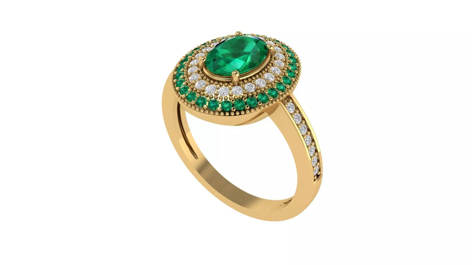 Ring with green gemstone 18k approx 5 grams 3D print model_0