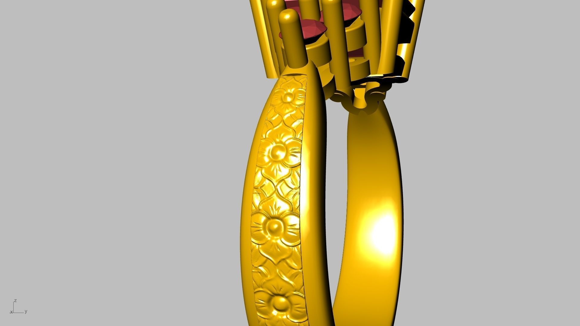 emerald cut 6 stone ring stl verified 3D print model_7