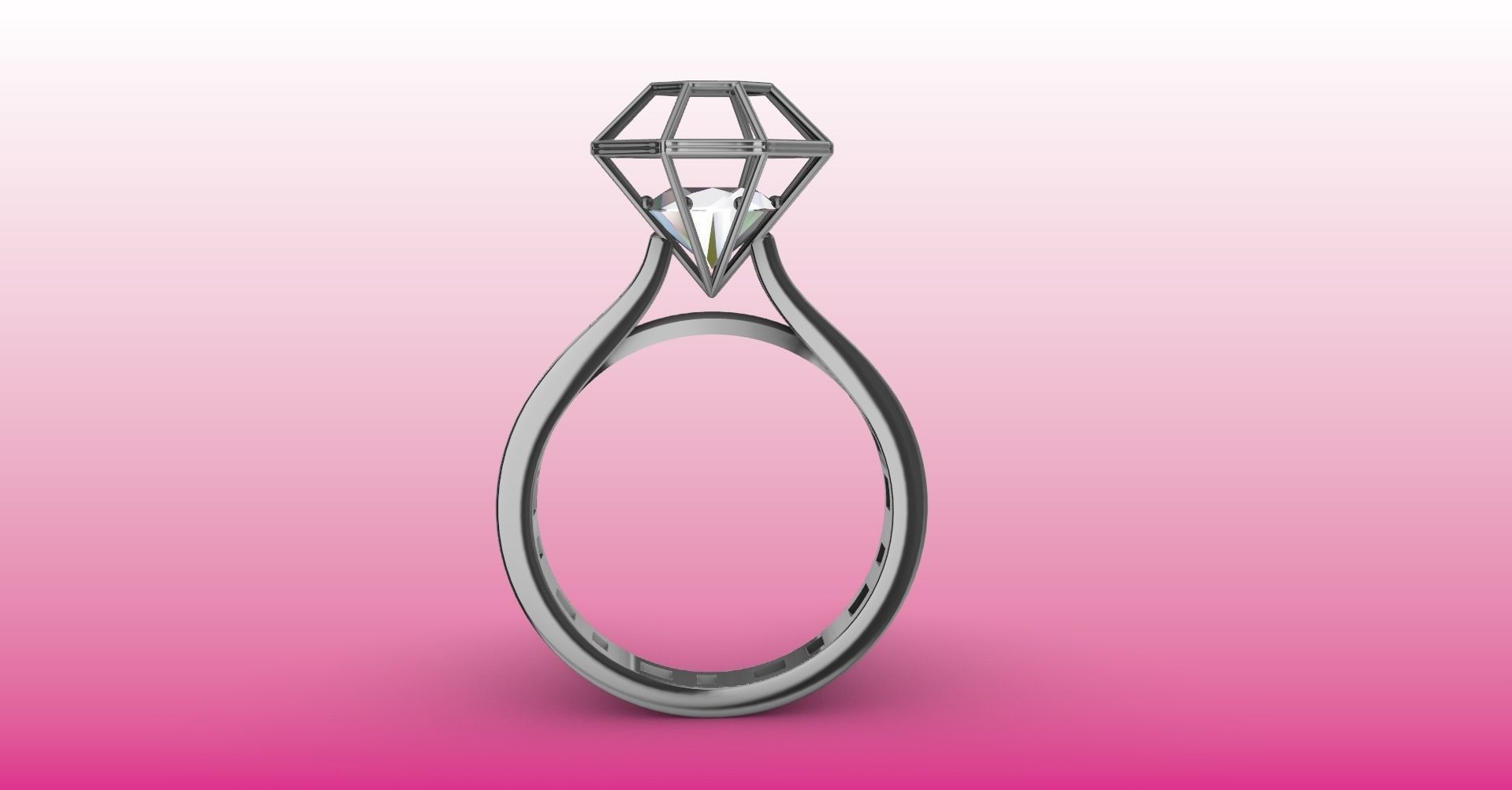 Modern dimaond cage set ring stl verified 3D print model_6