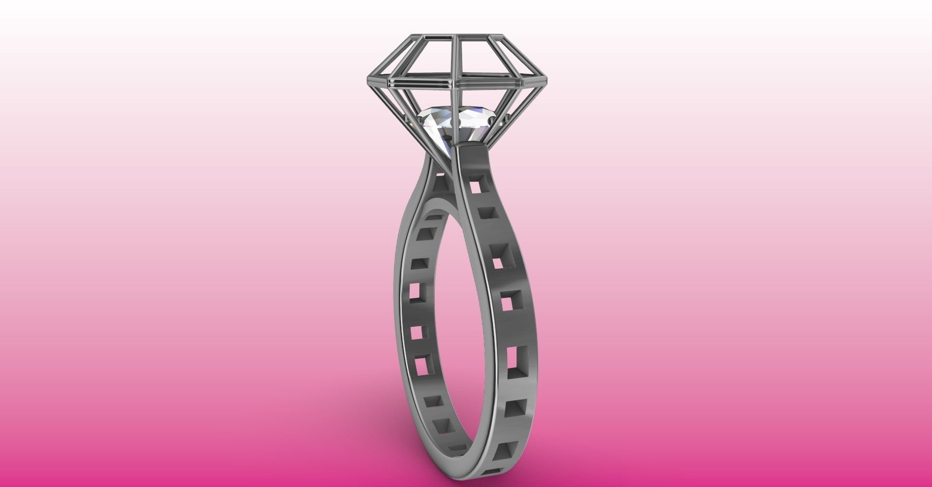 Modern dimaond cage set ring stl verified 3D print model_17