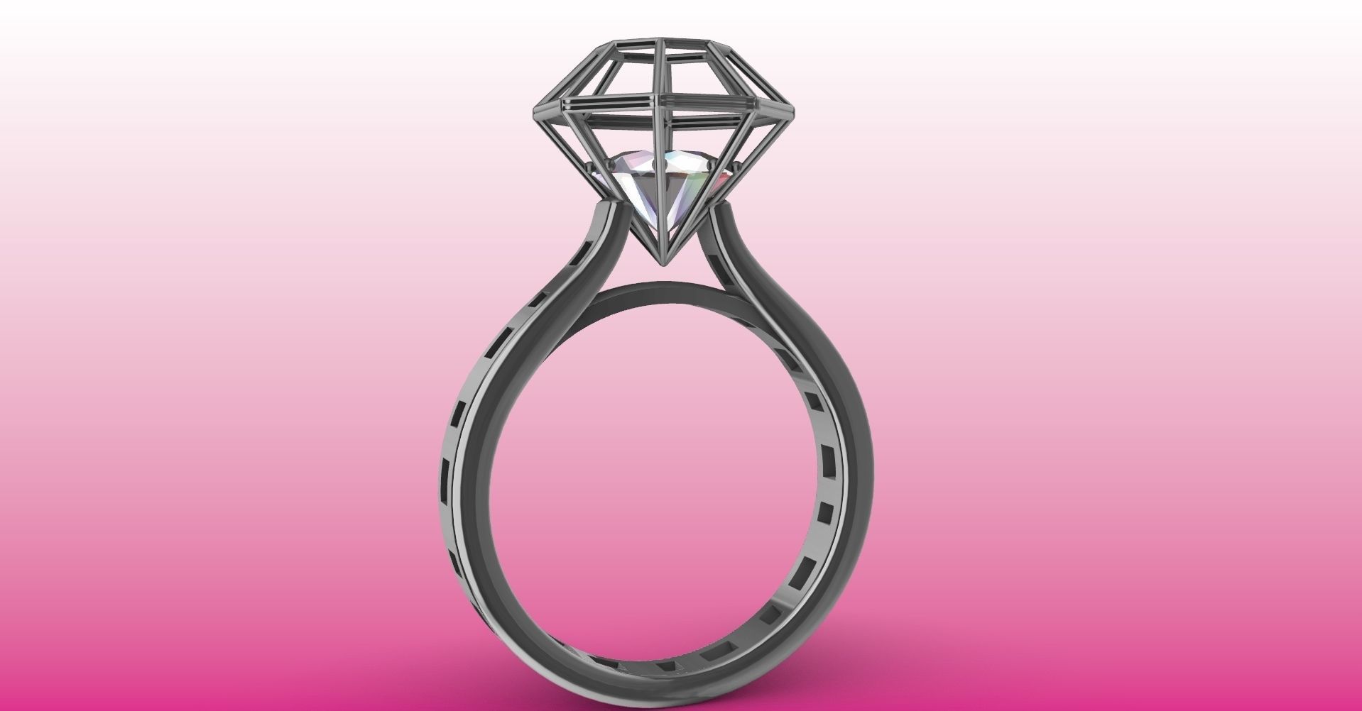 Modern dimaond cage set ring stl verified 3D print model_11