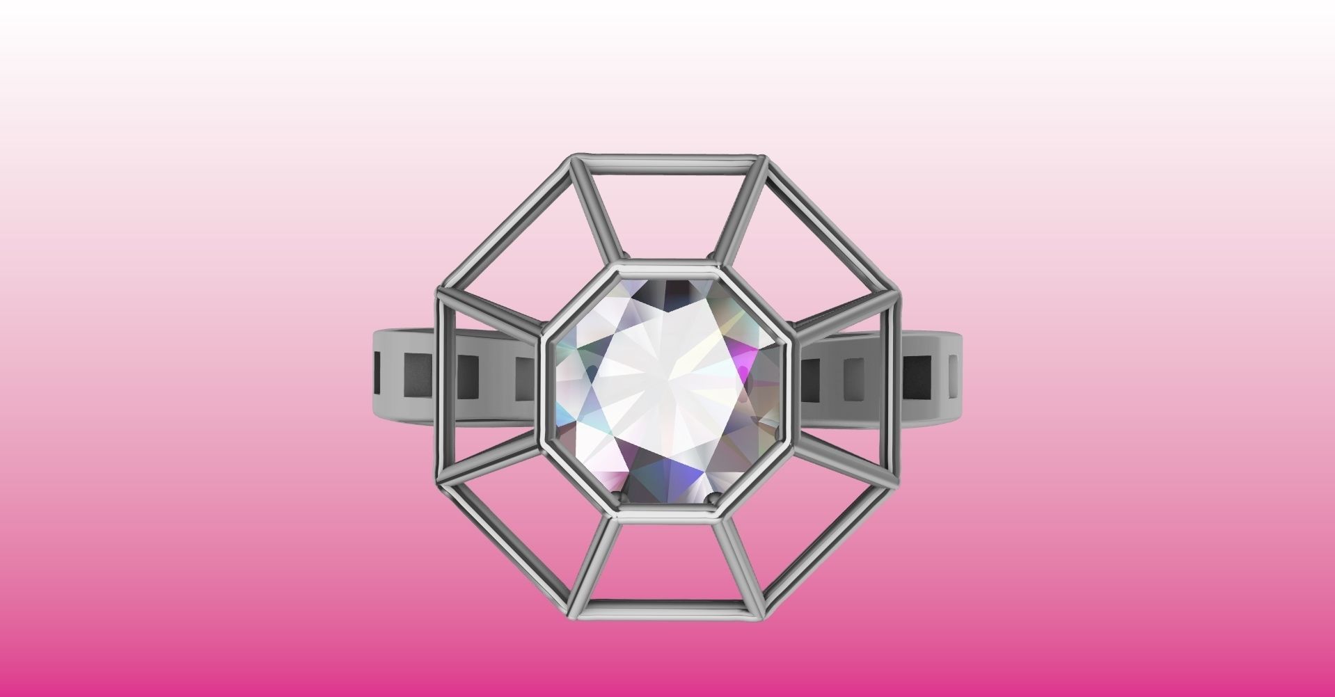 Modern dimaond cage set ring stl verified 3D print model_19