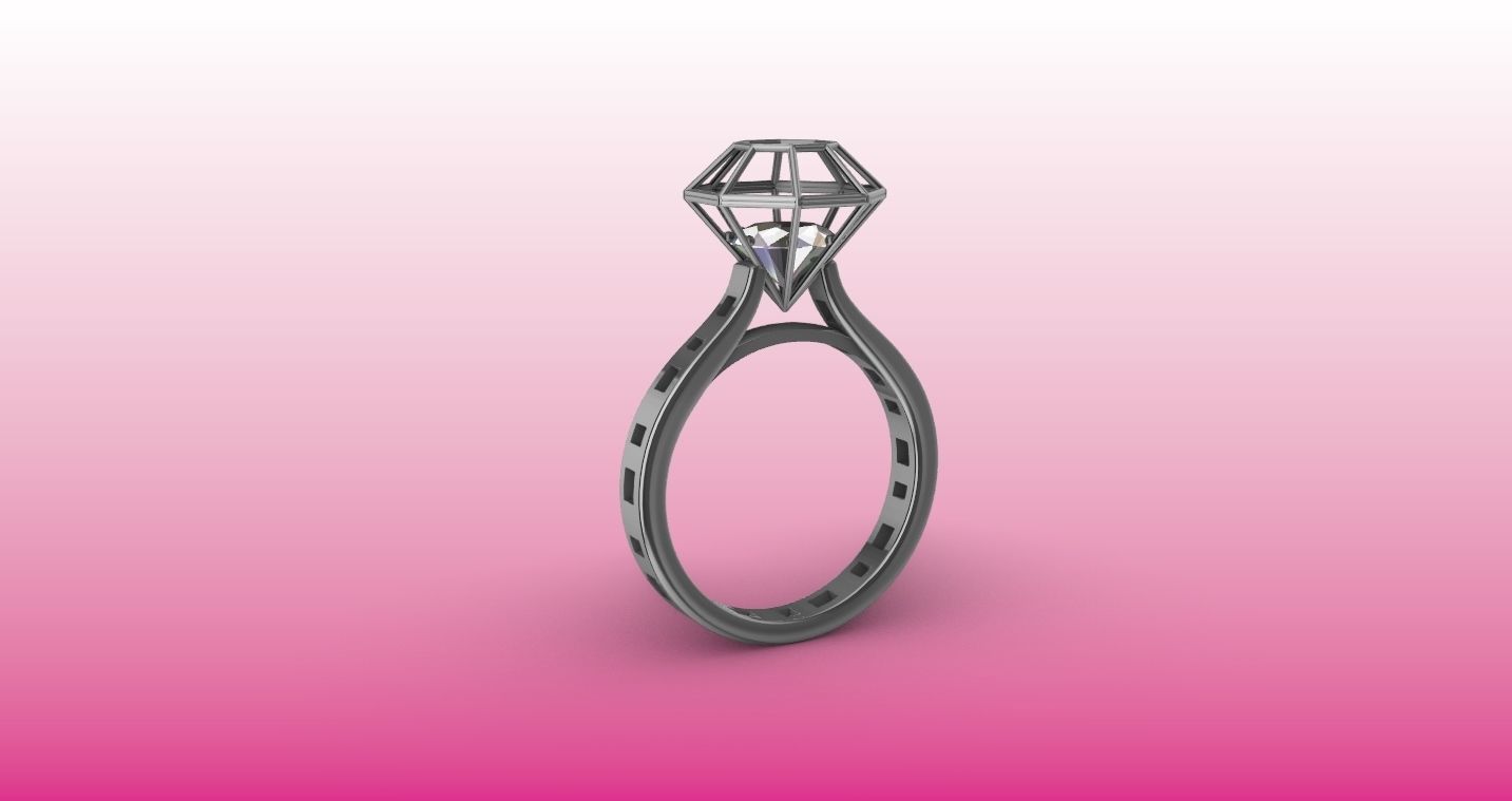Modern dimaond cage set ring stl verified 3D print model_23