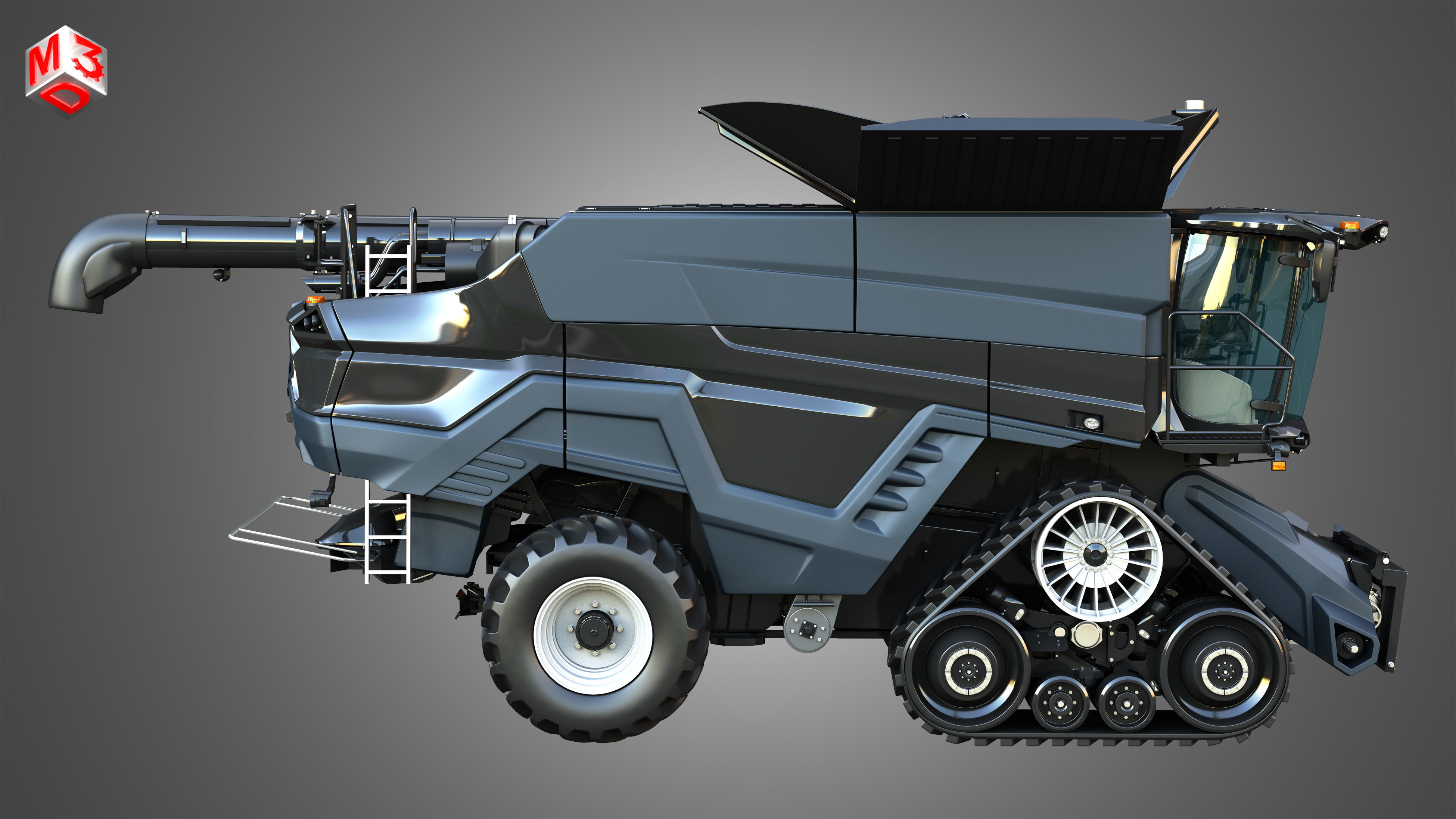 IDEAL - Combine Harvester - Rubber Track System 3D model_7