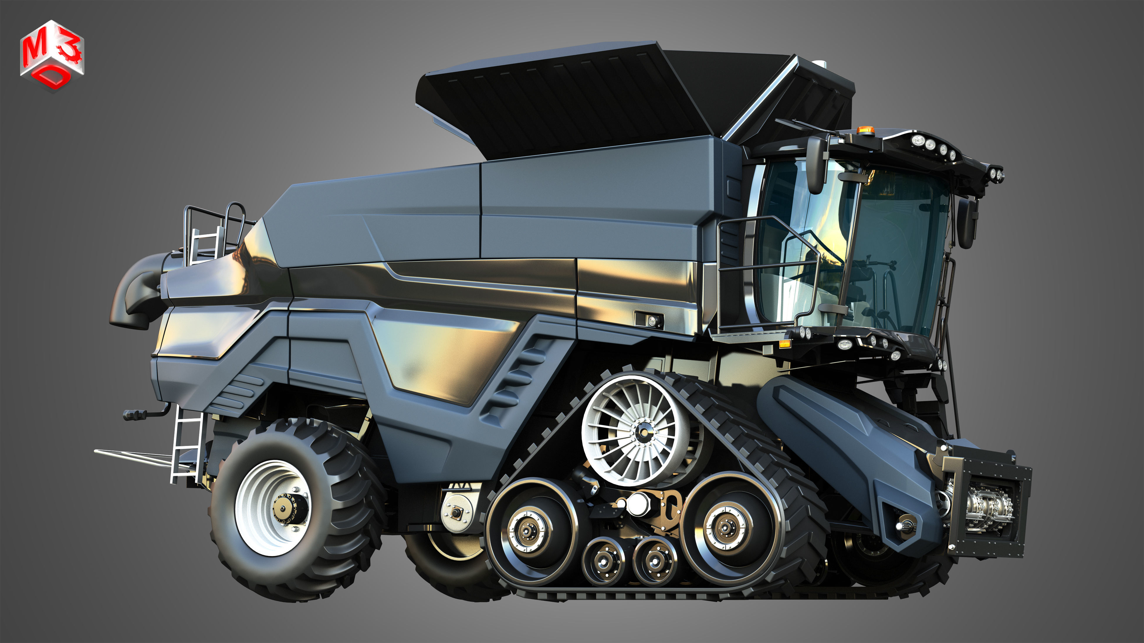 IDEAL - Combine Harvester - Rubber Track System 3D model_10