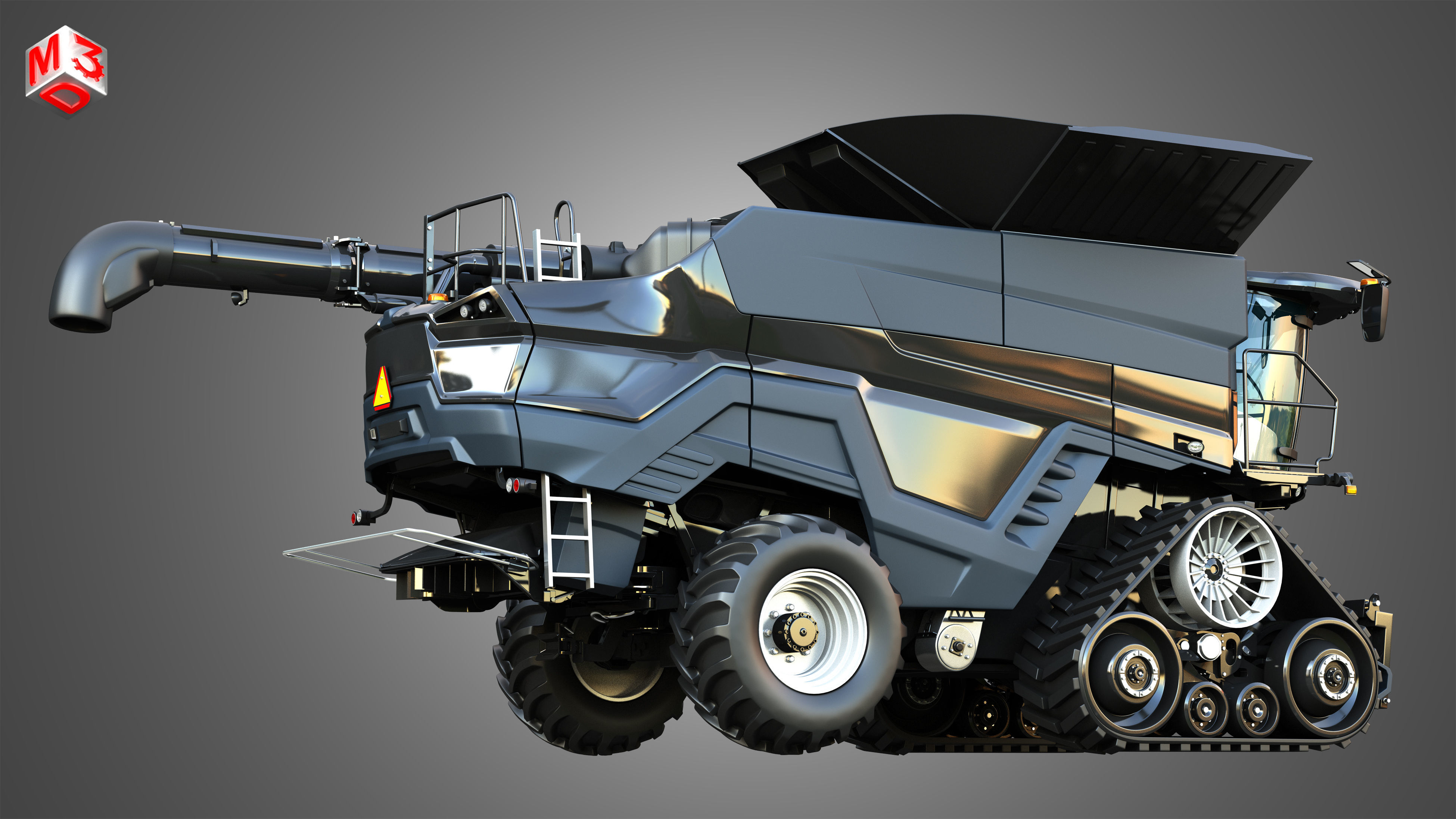IDEAL - Combine Harvester - Rubber Track System 3D model_9