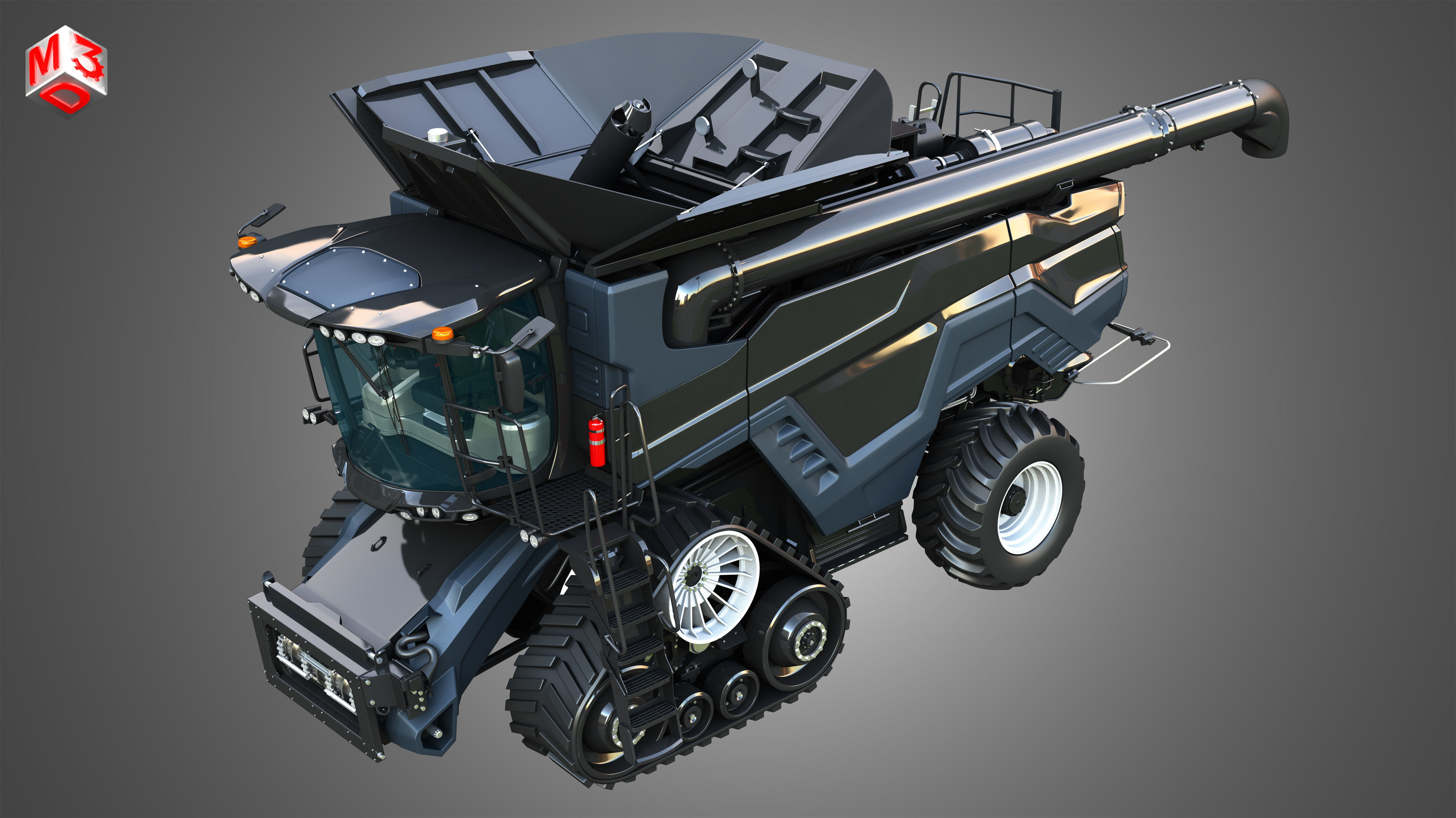 IDEAL - Combine Harvester - Rubber Track System 3D model_14