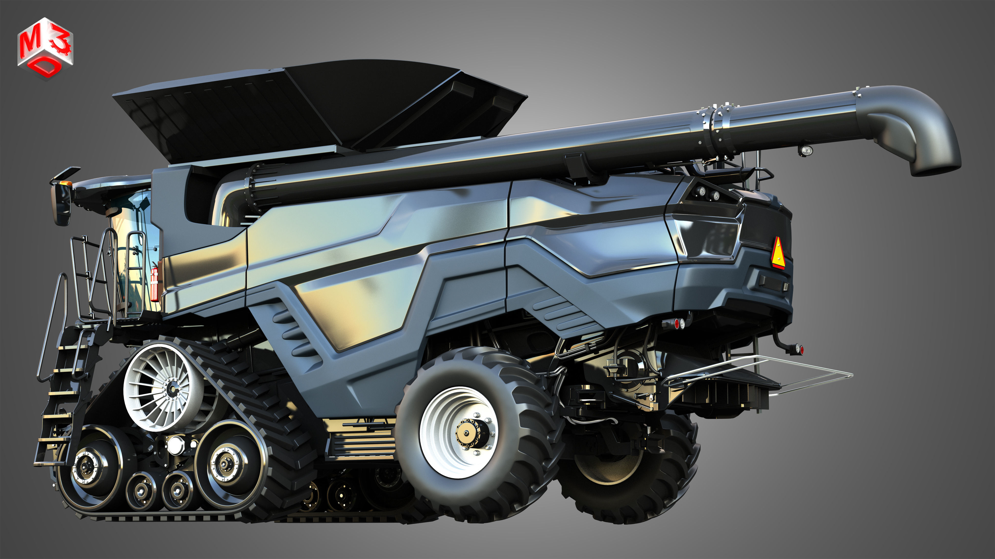 IDEAL - Combine Harvester - Rubber Track System 3D model_11