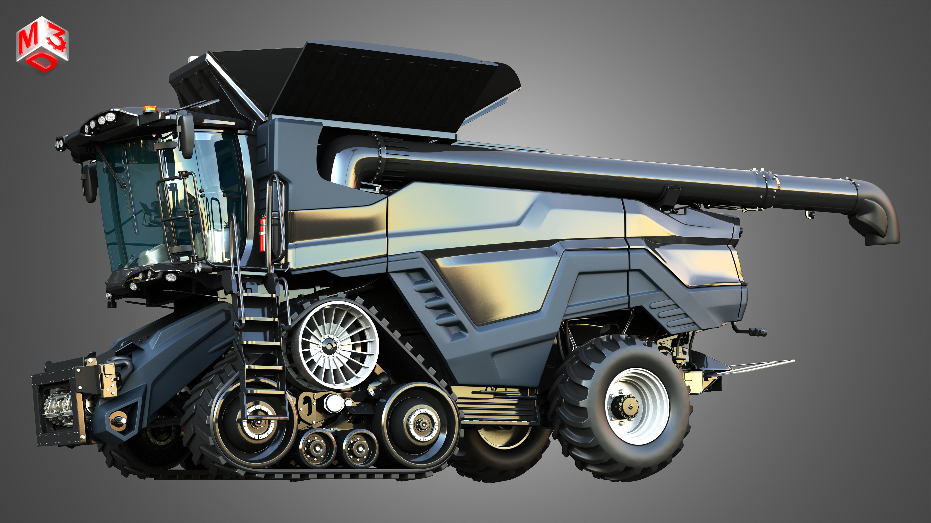 IDEAL - Combine Harvester - Rubber Track System 3D model_8